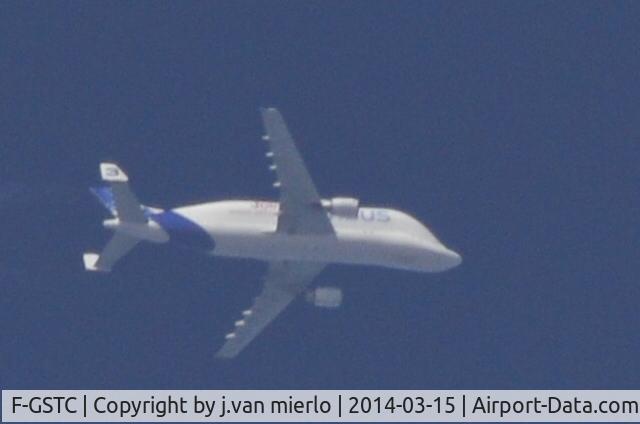 F-GSTC, 1997 Airbus A300B4-608ST Super Transporter C/N 765, Passing over Belgium heading North
