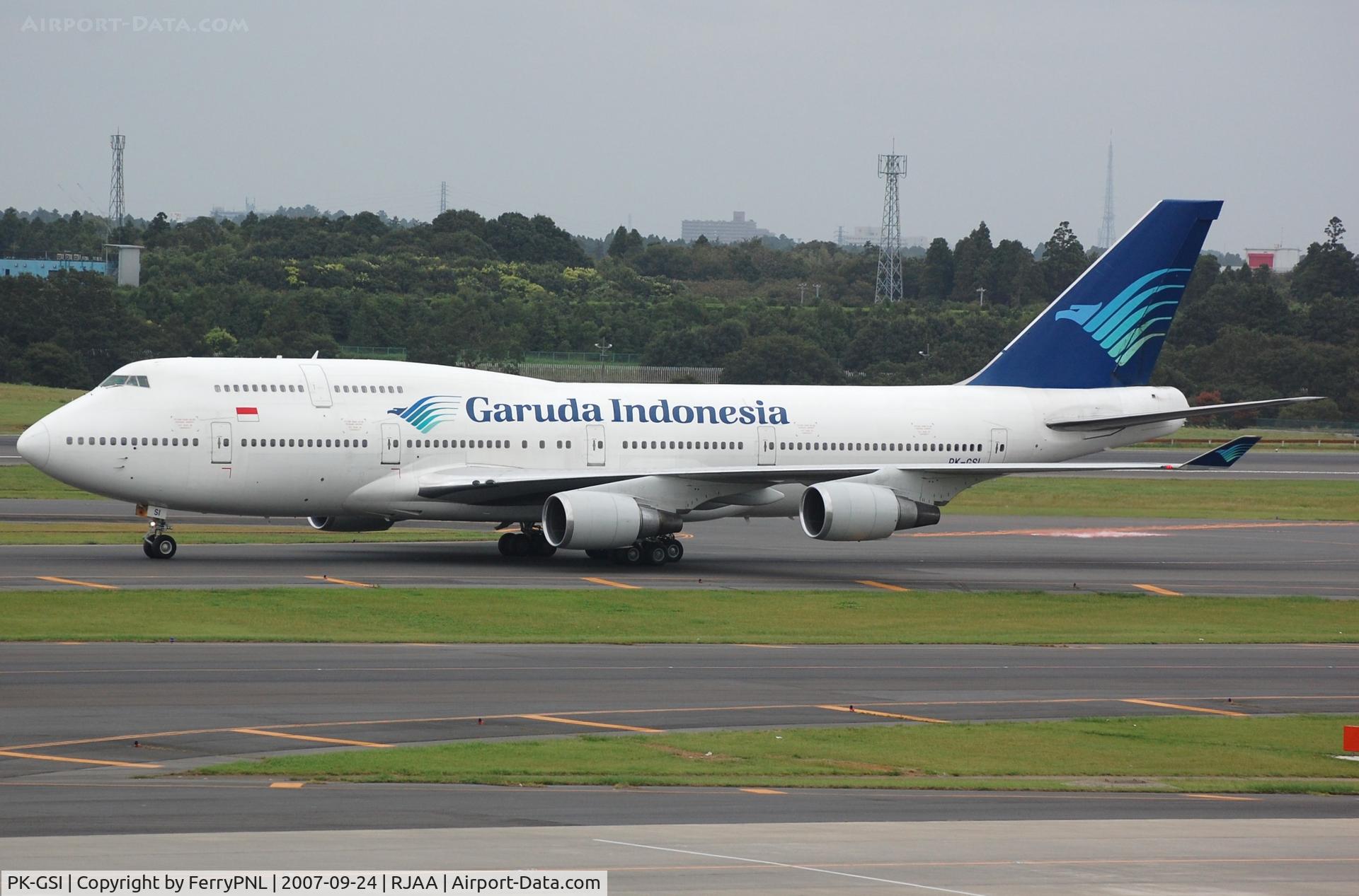PK-GSI, 1992 Boeing 747-441 C/N 24956, Garuda B744 on the move in NRT