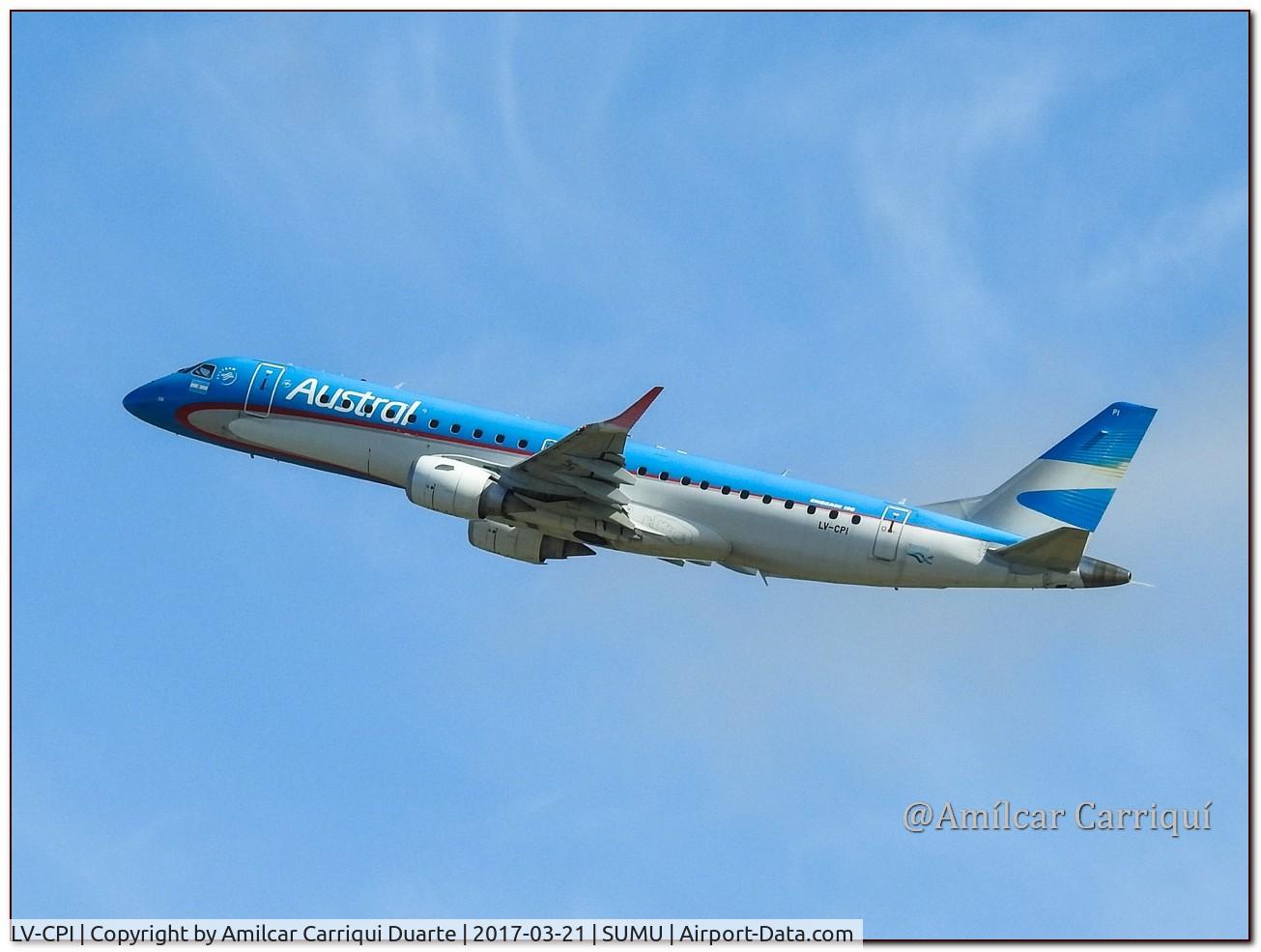 LV-CPI, Embraer 190AR (ERJ-190-100IGW) C/N 19000457, Take off from SUMU