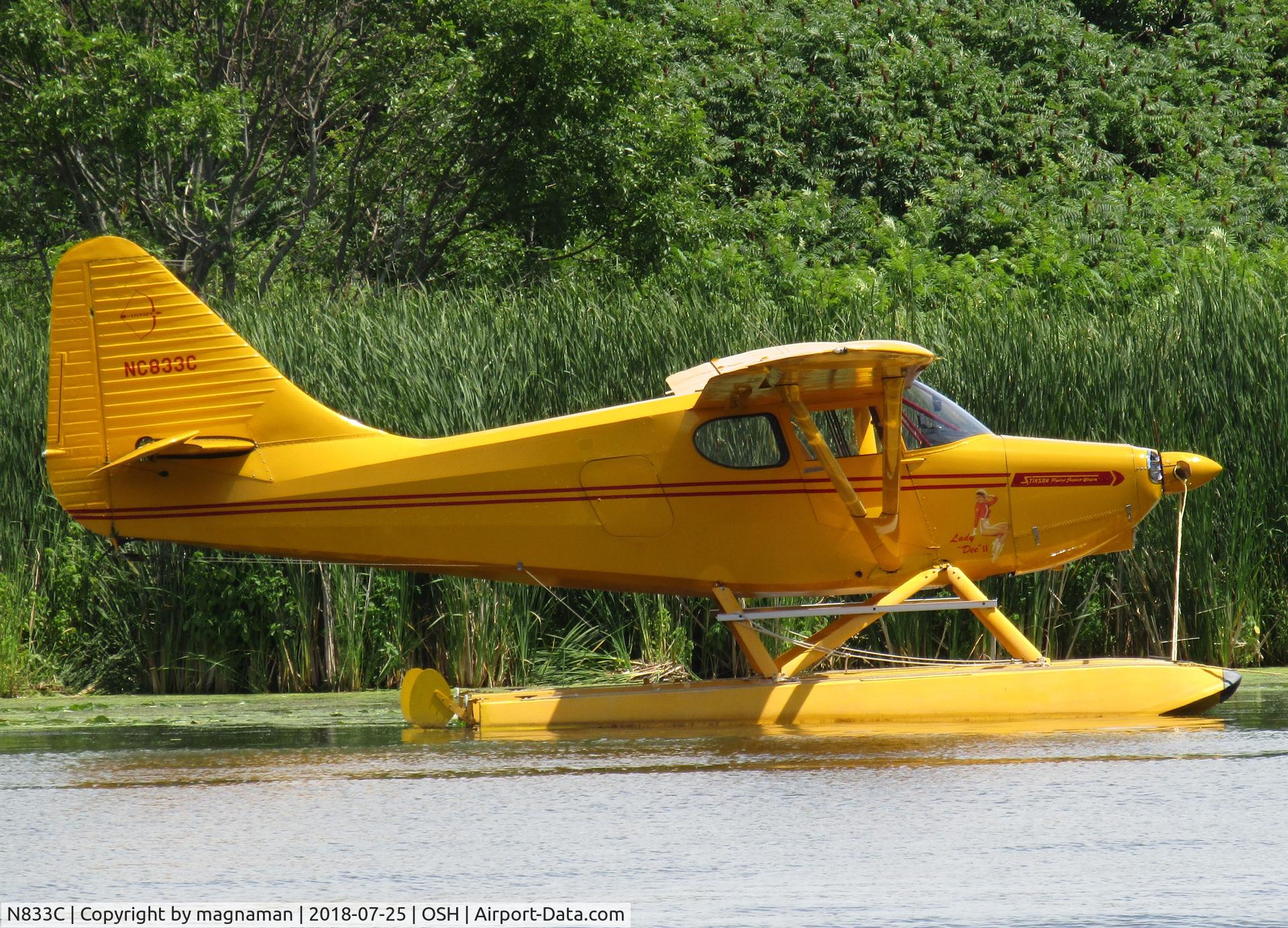 N833C, 1947 Universal Stinson 108-3 C/N 108-3833, at EAA seaplane base