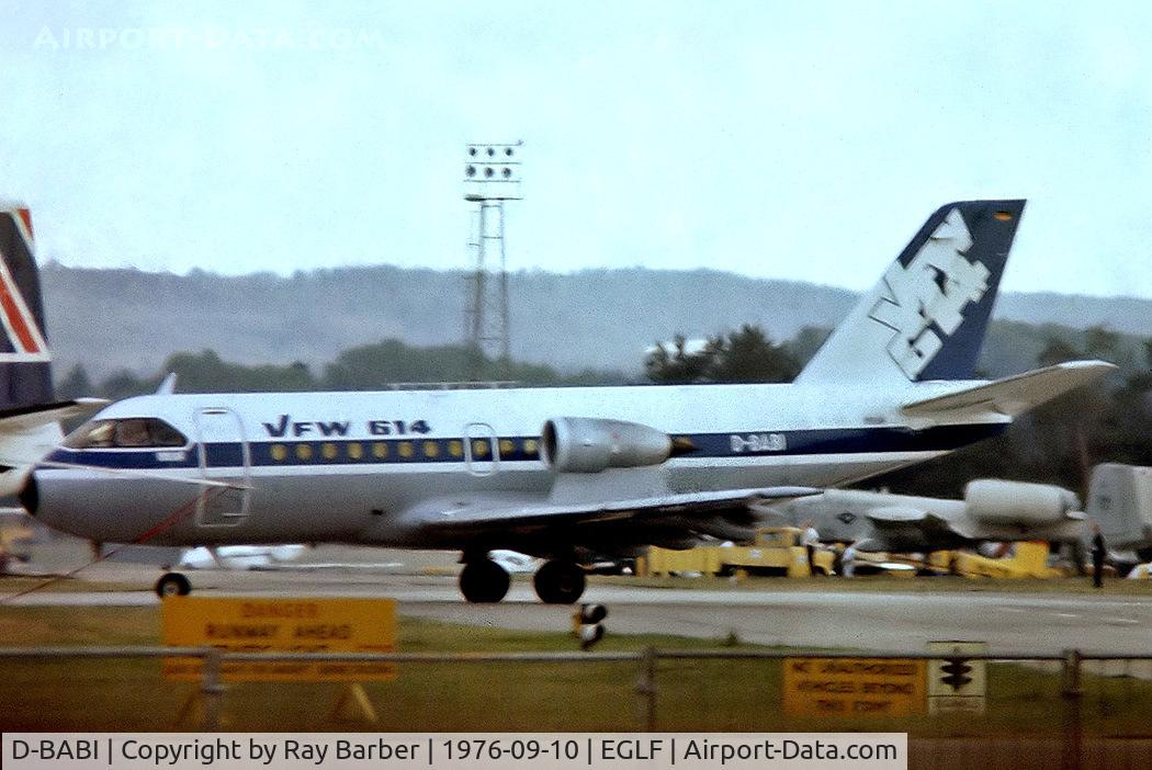 D-BABI, VFW-Fokker VFW-614 C/N G09, D-BABI   VFW-Fokker VFW 614 [MG.09] (VFW-Fokker) Farnborough~G 10/09/1976