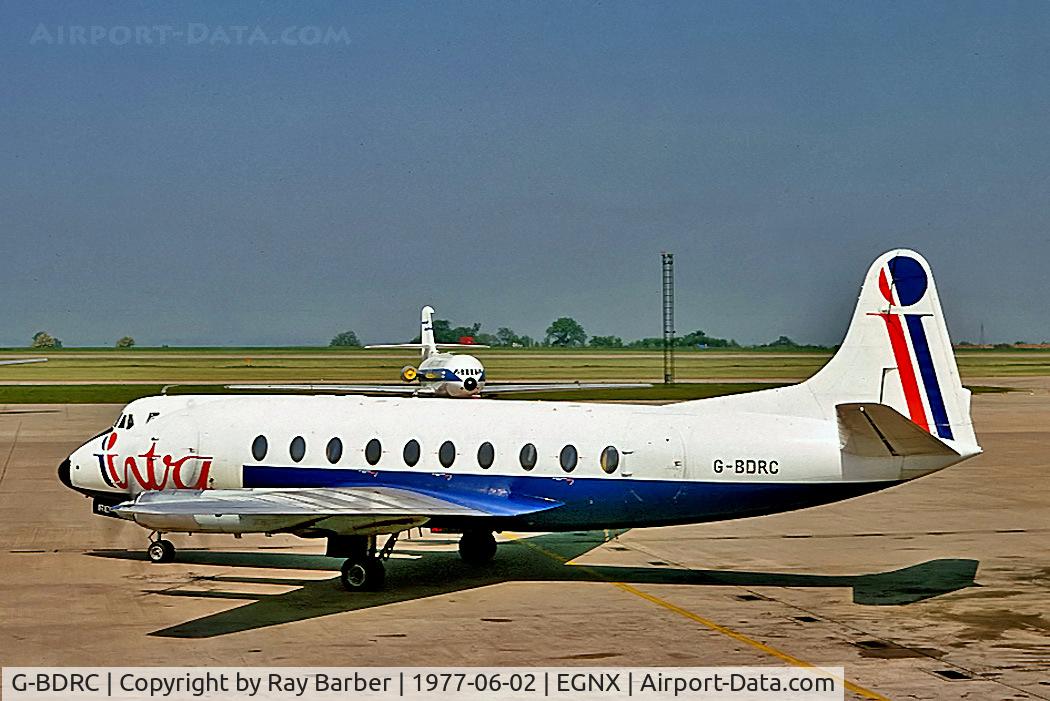 G-BDRC, 1955 Vickers Viscount 724 C/N 52, G-BDRC   Vickers Viscount 724 [52] (Intra Airways) East Midlands Airport (Castle Donington)~G 02/06/1977
