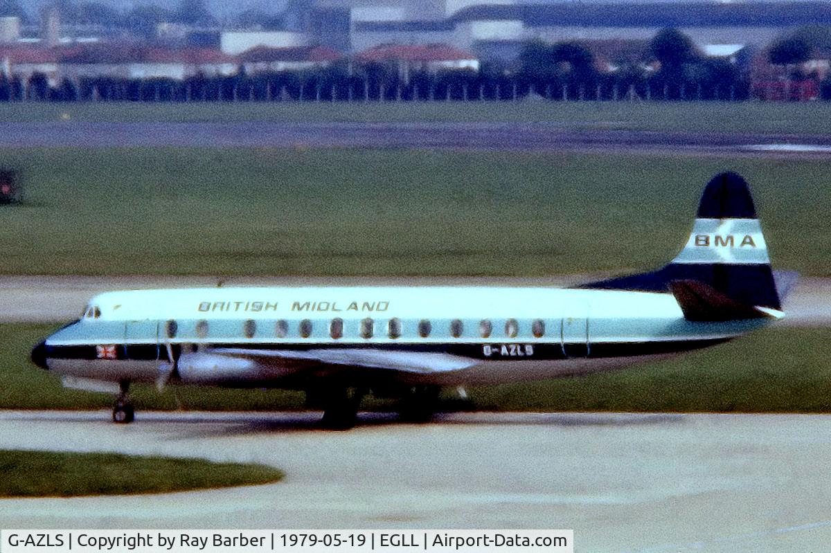 G-AZLS, 1958 Vickers Viscount 813 C/N 348, G-AZLS   Vickers Viscount 813 [348] (British Midland Airways) Heathrow~G @ 19/05/1979