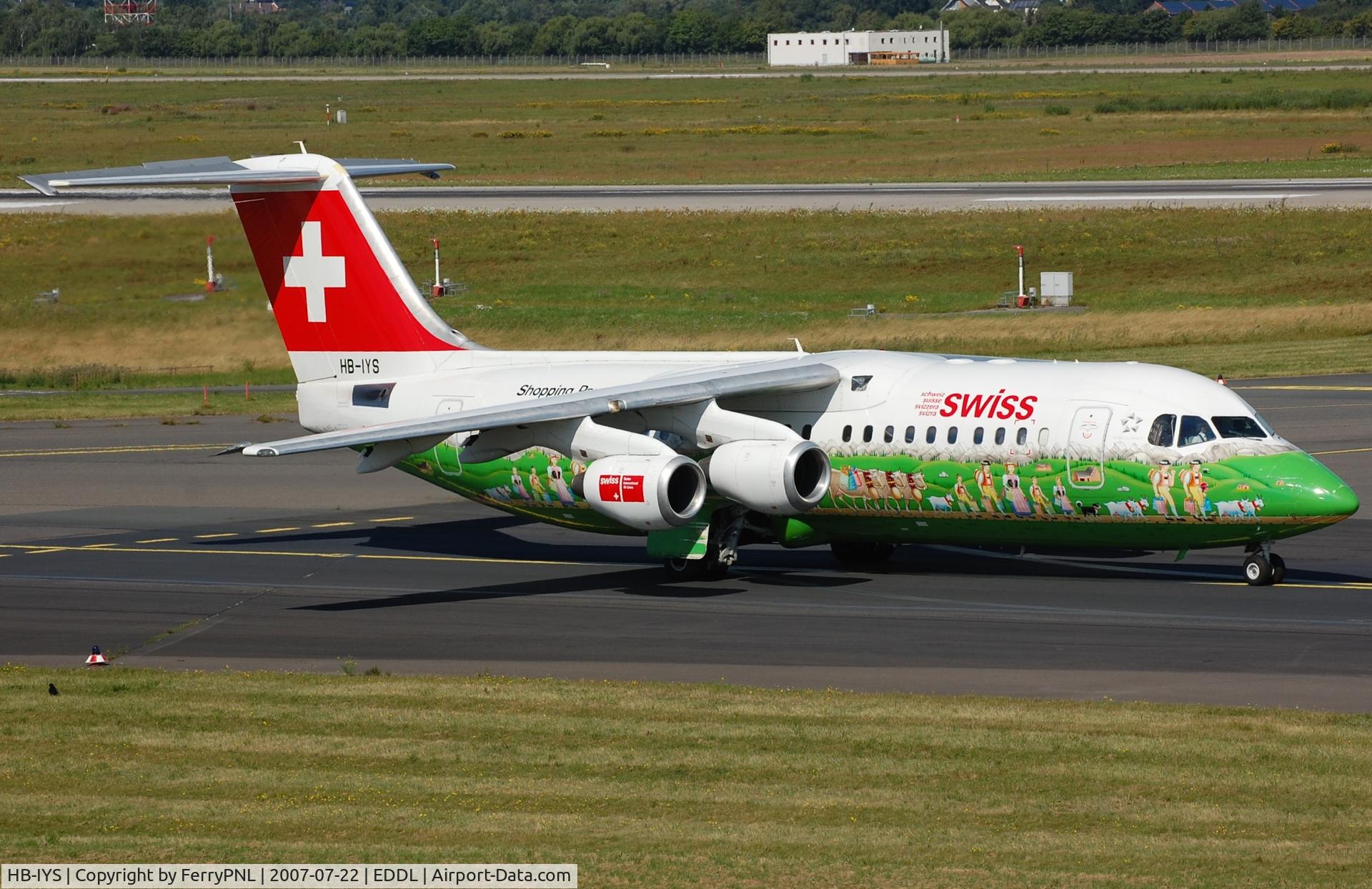 HB-IYS, 2001 British Aerospace Avro 146-RJ100 C/N E3381, Swiss BAe146 in DUS