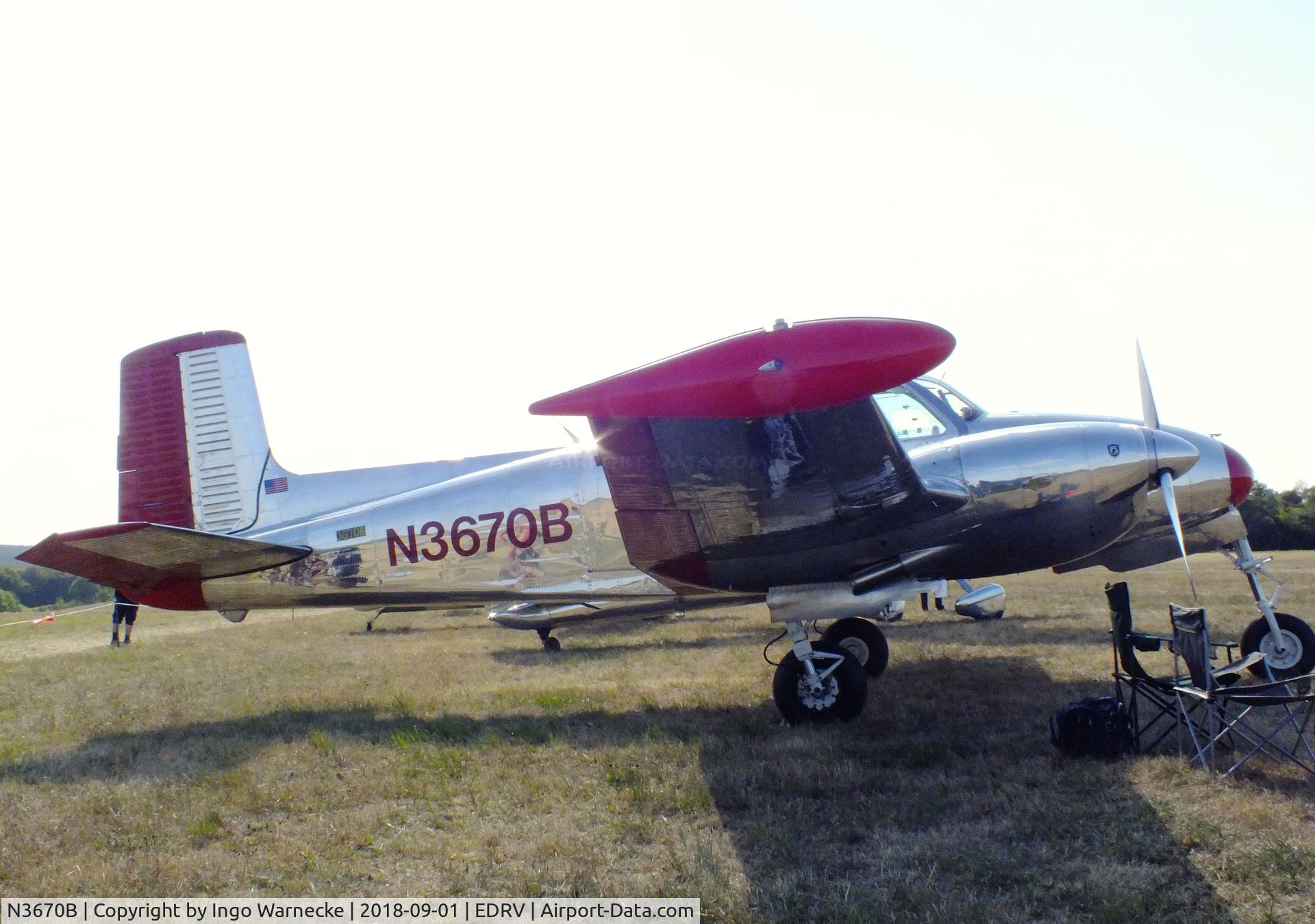 N3670B, 1954 Beech B50 C/N CH-63, Beechcraft B50 Twin Bonanza at the 2018 Flugplatzfest Wershofen
