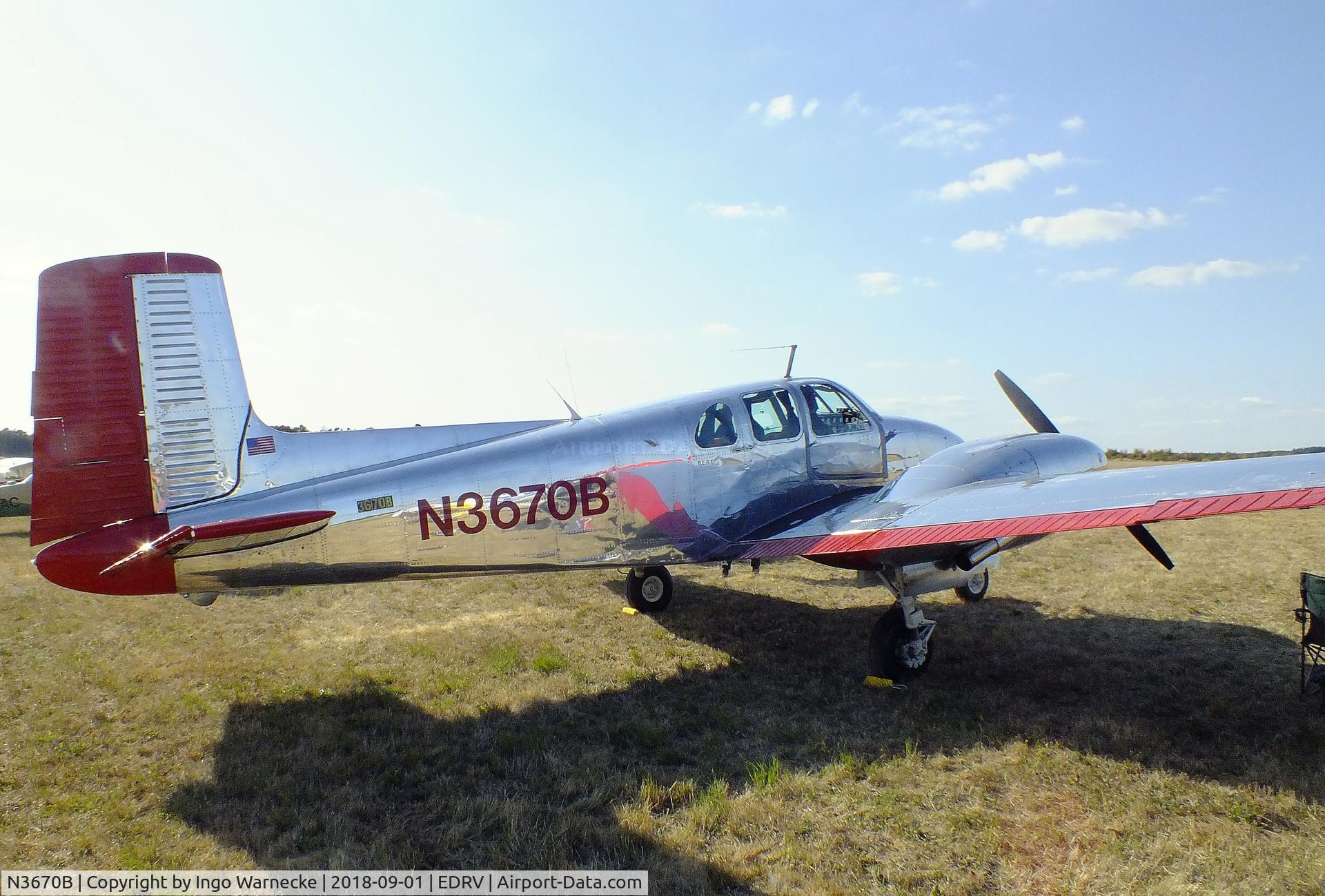 N3670B, 1954 Beech B50 C/N CH-63, Beechcraft B50 Twin Bonanza at the 2018 Flugplatzfest Wershofen