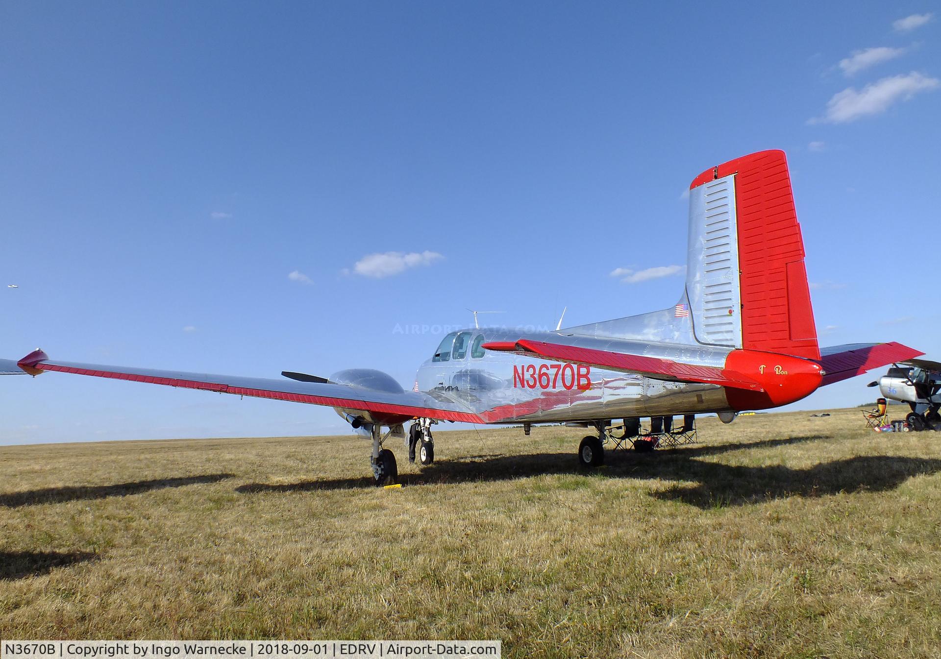 N3670B, 1954 Beech B50 C/N CH-63, Beechcraft B50 Twin Bonanza at the 2018 Flugplatzfest Wershofen