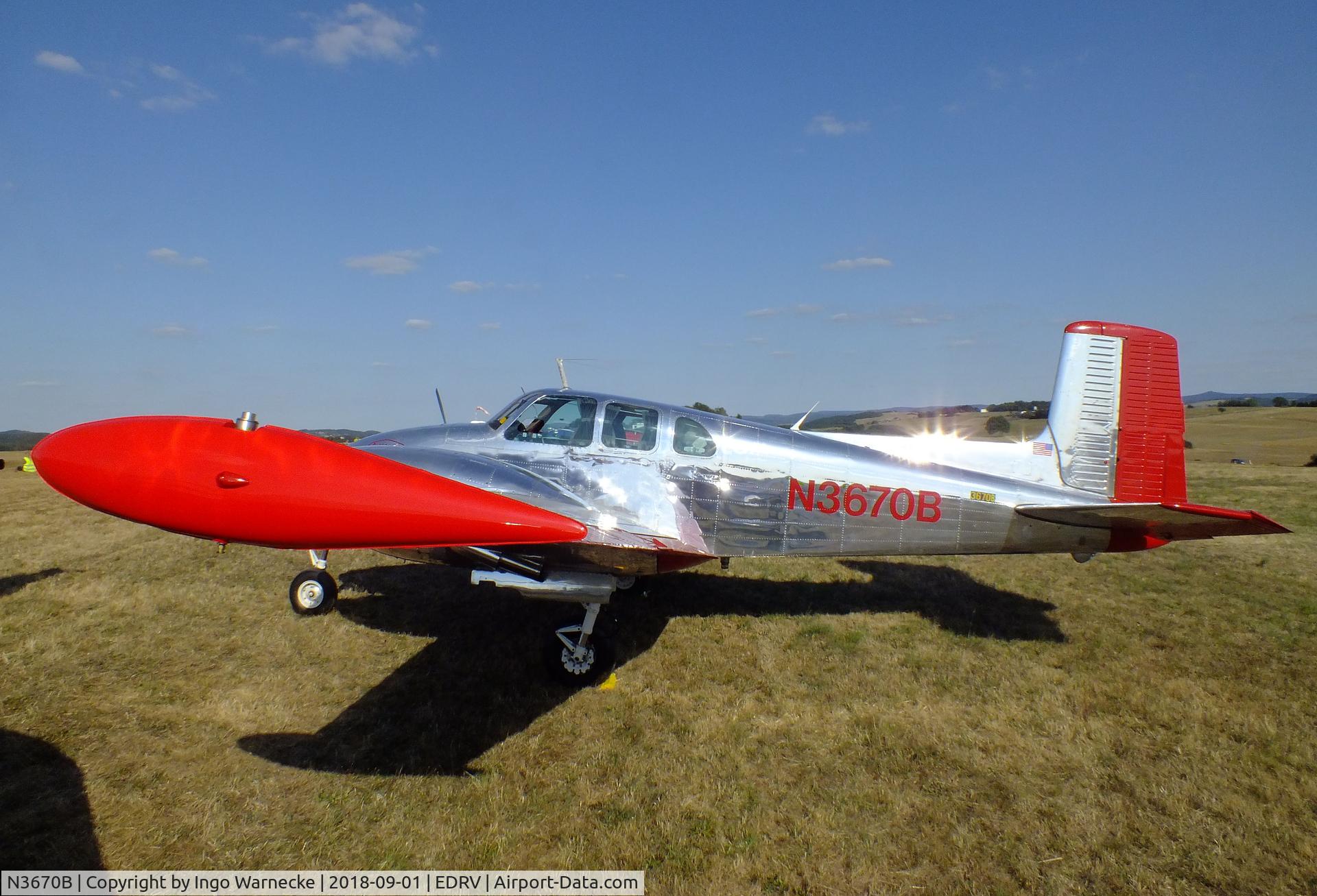 N3670B, 1954 Beech B50 C/N CH-63, Beechcraft B50 Twin Bonanza at the 2018 Flugplatzfest Wershofen