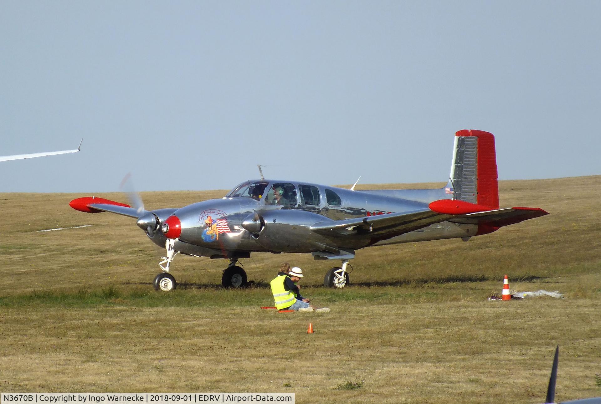N3670B, 1954 Beech B50 C/N CH-63, Beechcraft B50 Twin Bonanza at the 2018 Flugplatzfest Wershofen