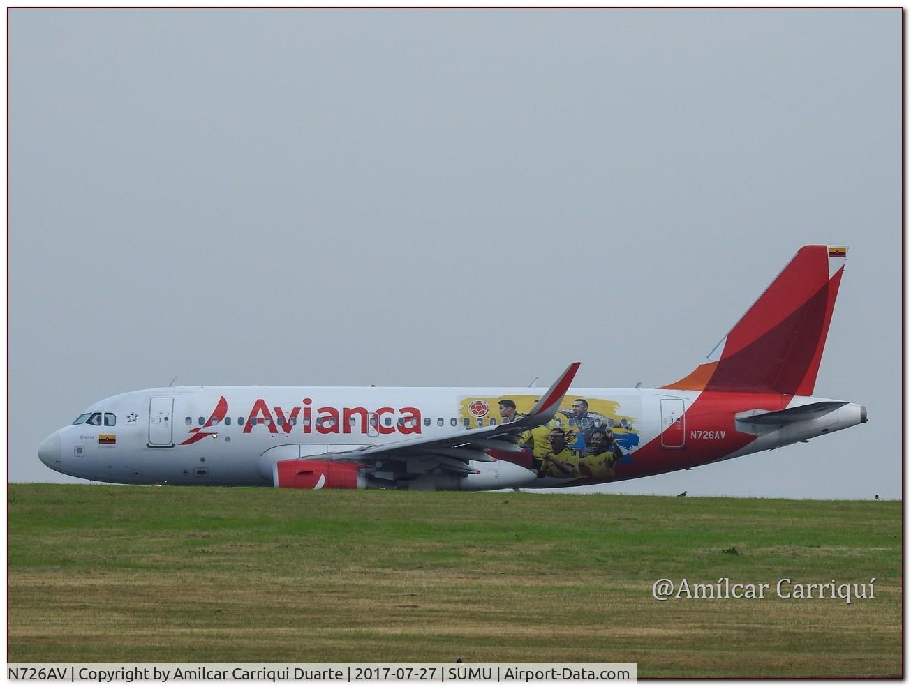 N726AV, 2014 Airbus A319-115 C/N 6174, Landing in SUMU