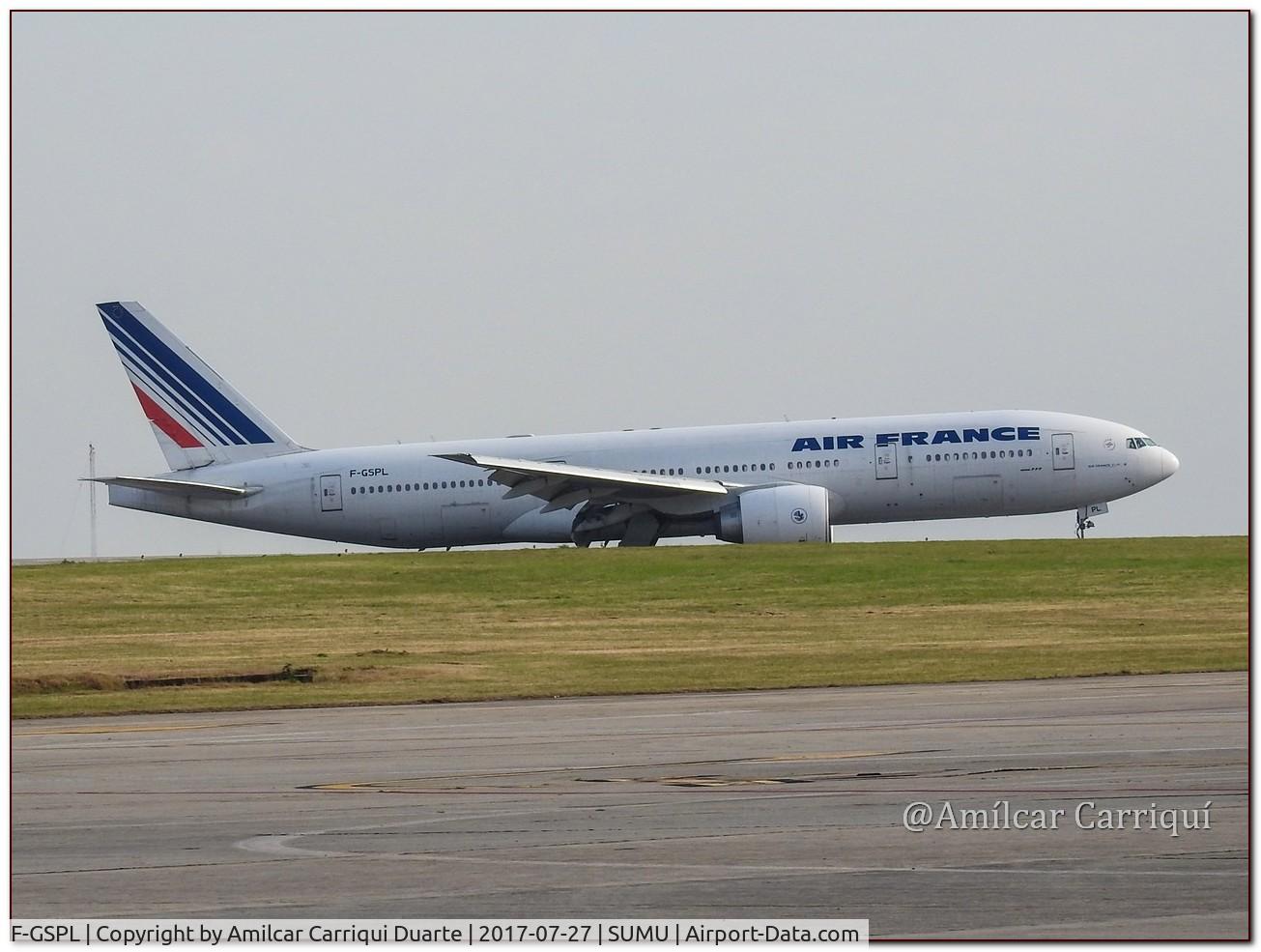 F-GSPL, 2000 Boeing 777-228/ER C/N 30457, Landing in SUMU