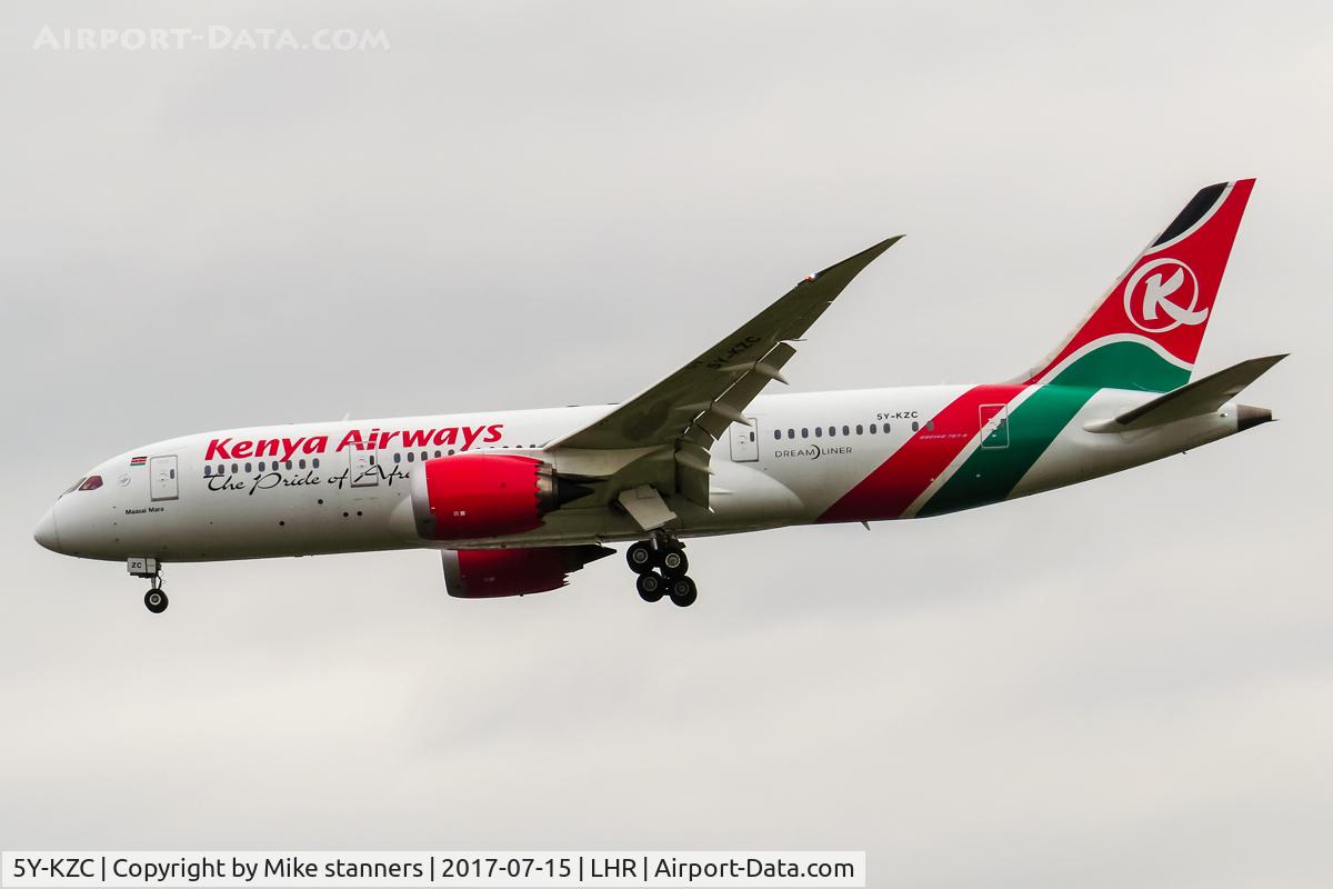 5Y-KZC, 2014 Boeing 787-8 Dreamliner C/N 36040, Kenya Airways B787-8 Dreamliner Landing runway 27L from NBO,LHR 15.7.17