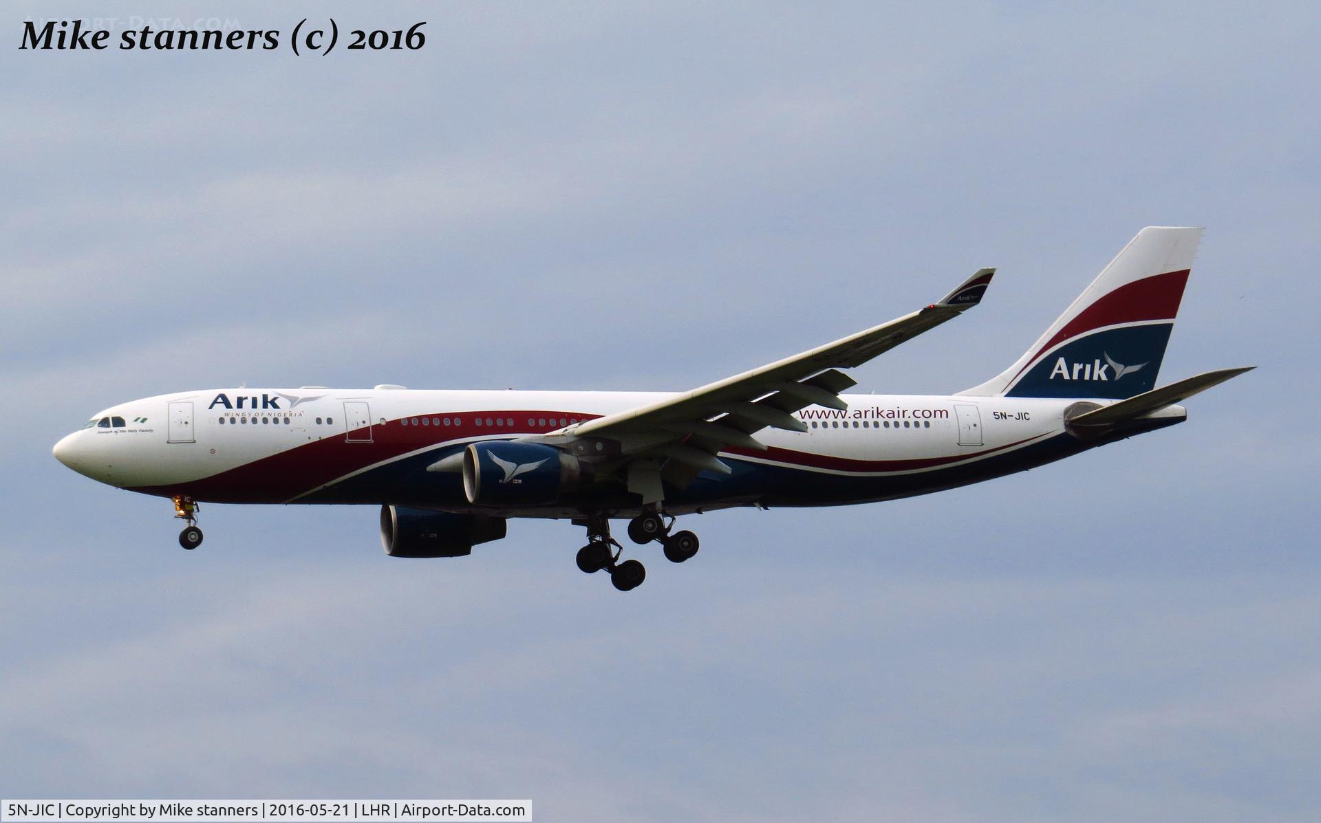 5N-JIC, 2008 Airbus A330-223 C/N 891, Arik Air A330- 223 landing runway 27L from LOS,LHR 21.5.16.