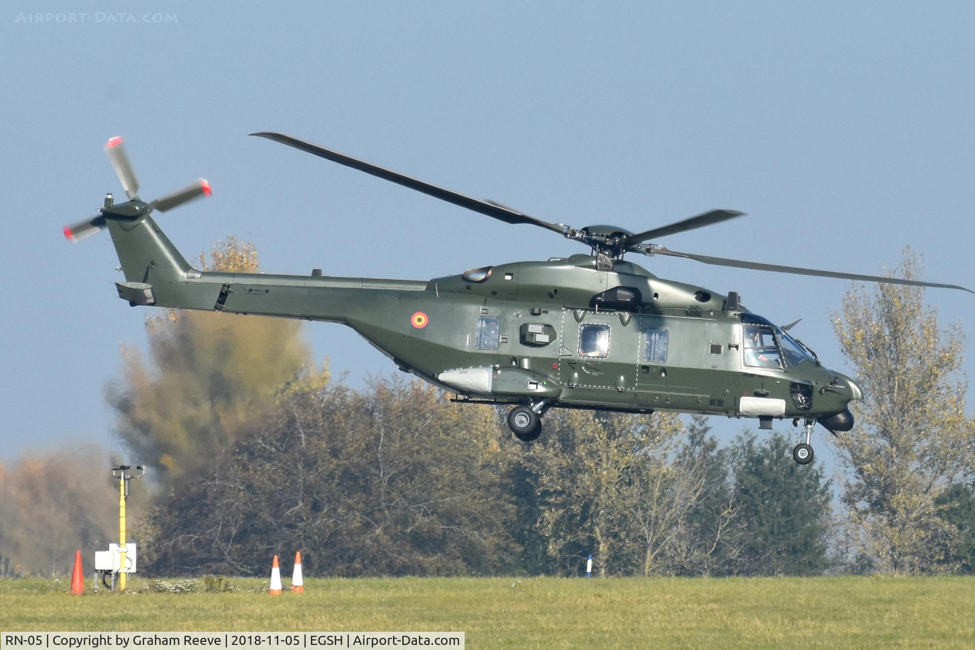 RN-05, 2013 Eurocopter NH90-TTH C/N TBEA01/1237, Departing from Norwich.