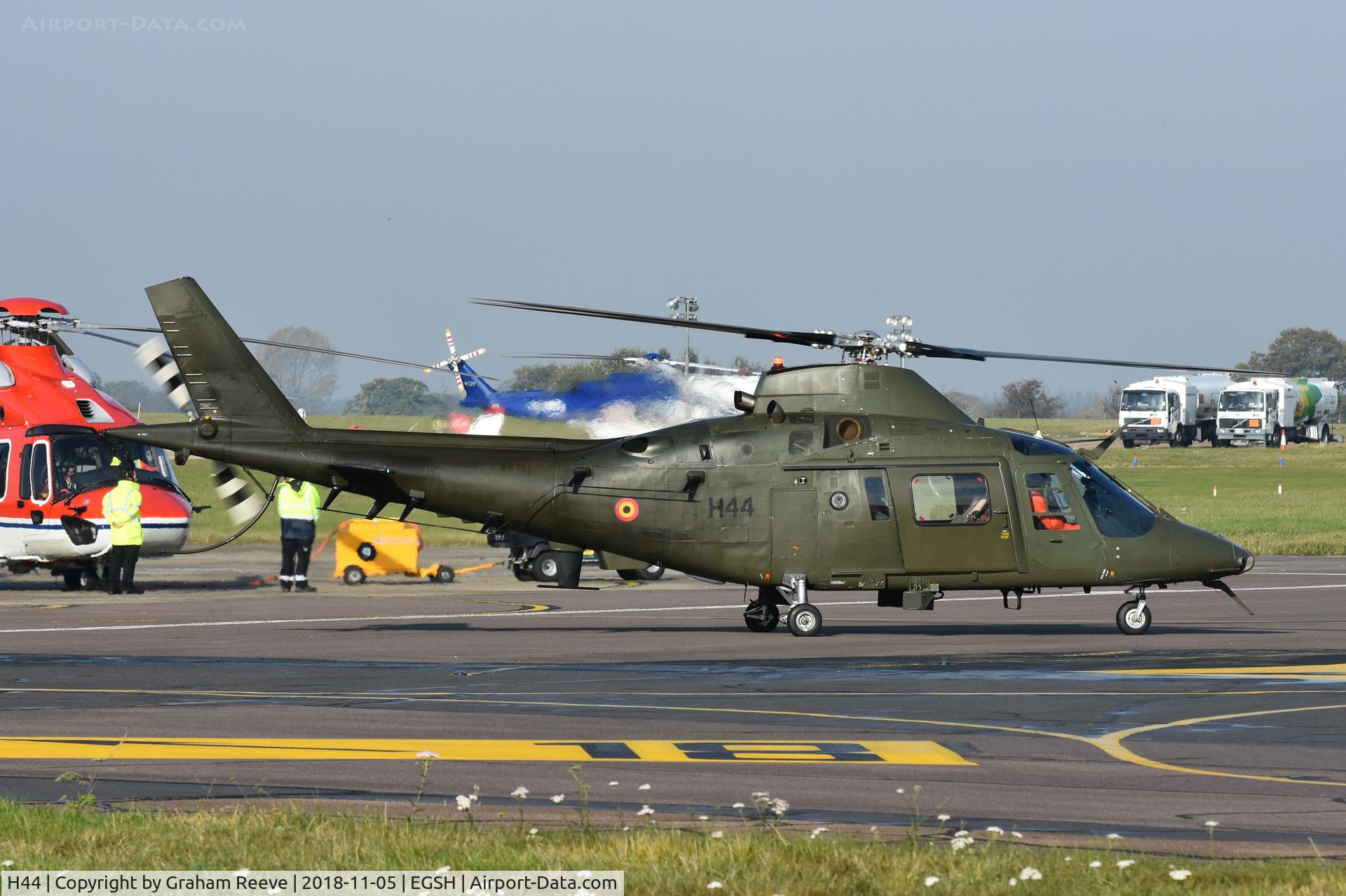 H44, Agusta A-109BA C/N 0344, One of three Belgian Army A-109's visiting Norwich along with a NH90.