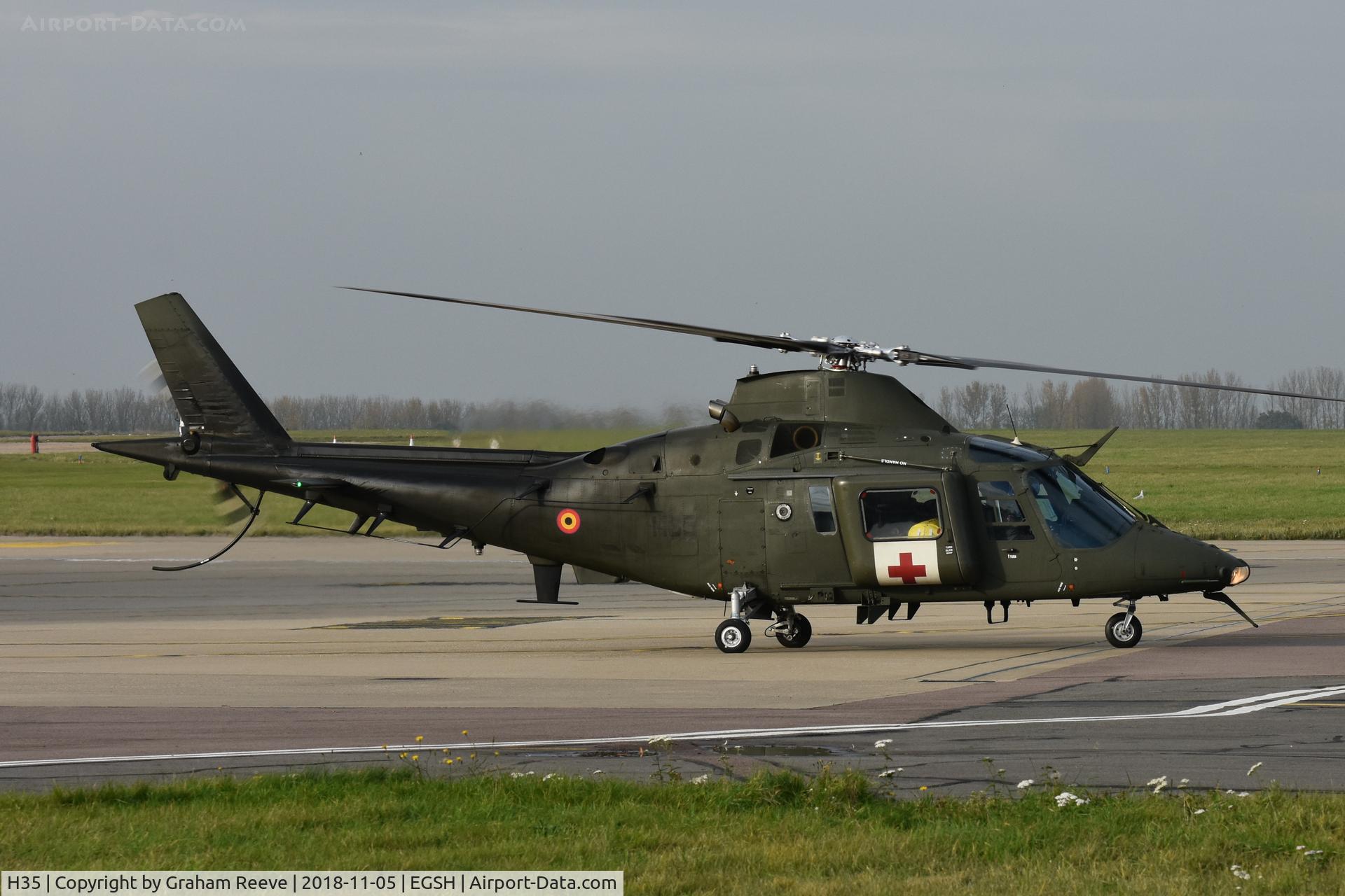 H35, 1993 Agusta A-109BA C/N 0335, One of three Belgian Army A-109's visiting Norwich along with a NH90.