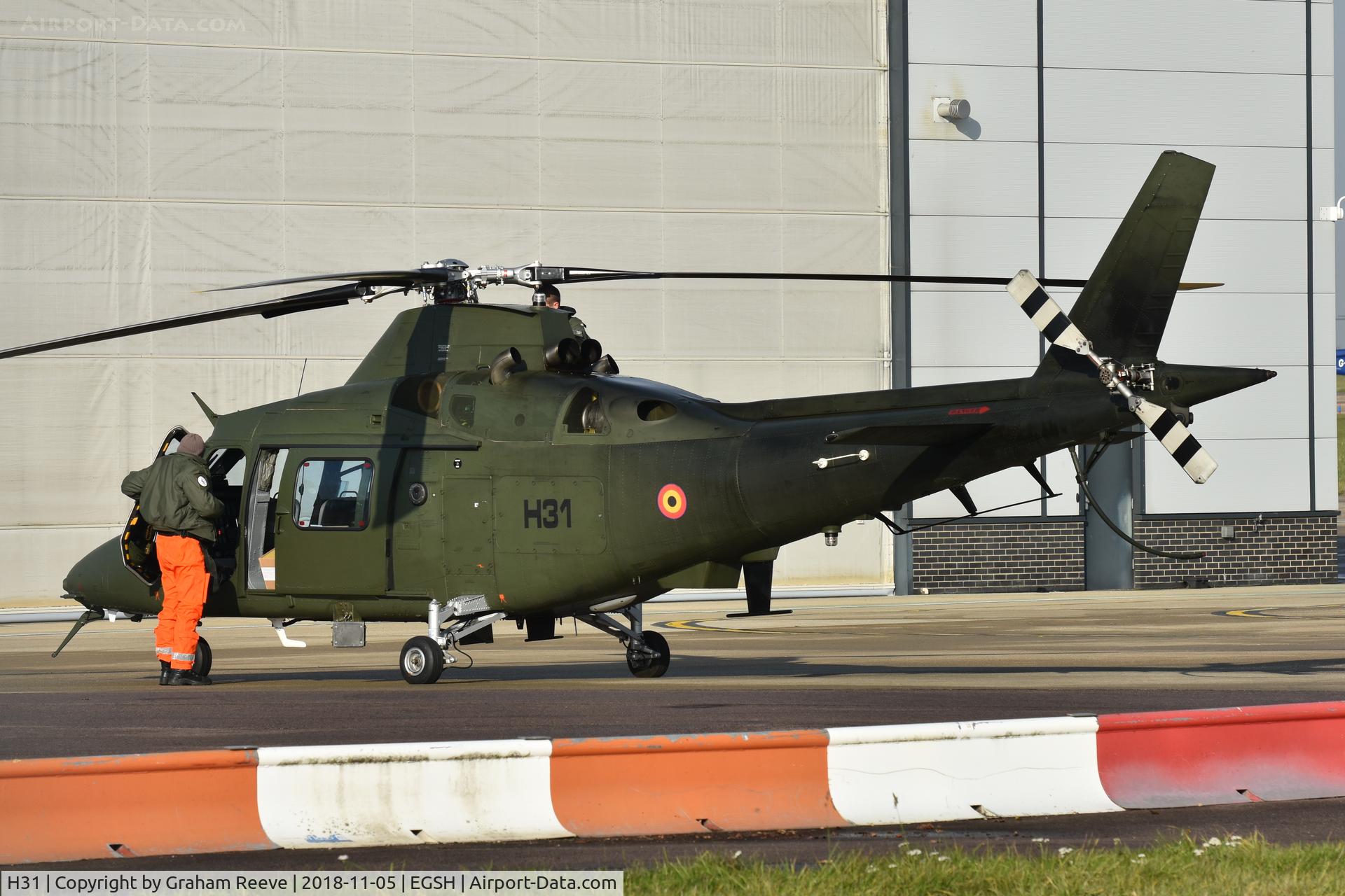H31, Agusta A-109BA C/N 0331, One of three Belgian Army A-109's visiting Norwich along with a NH90.