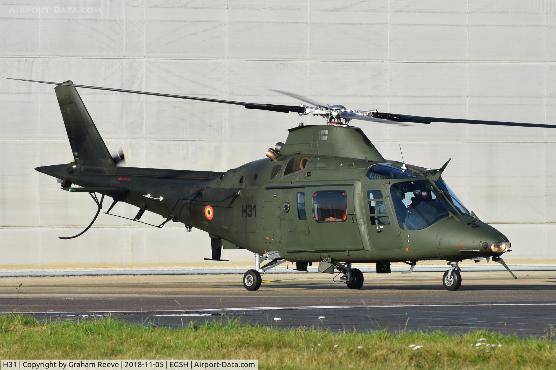H31, Agusta A-109BA C/N 0331, One of three Belgian Army A-109's visiting Norwich along with a NH90.