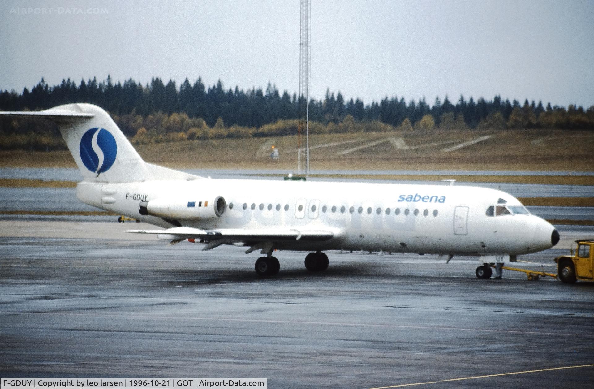 F-GDUY, 1979 Fokker F-28-4000 Fellowship C/N 11142, Gotenburg 21.10.1996
