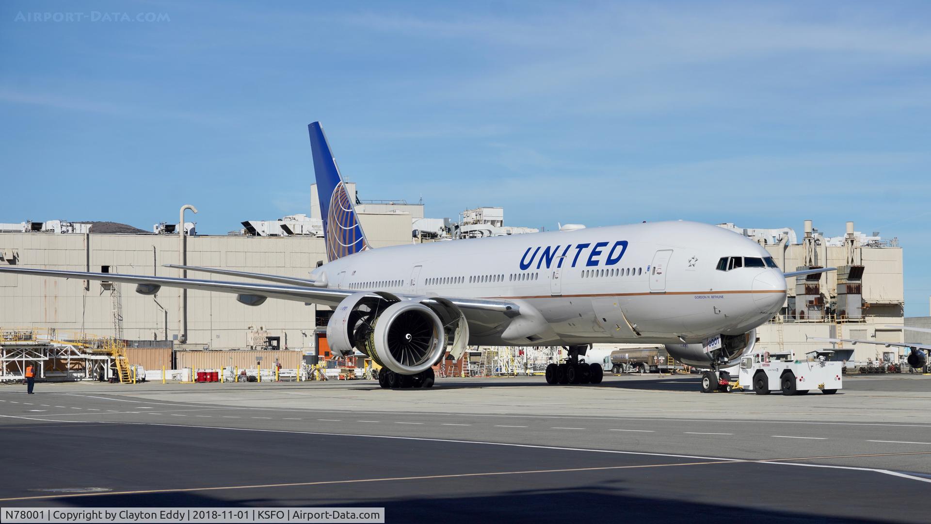 N78001, 1998 Boeing 777-224 C/N 27577, SFO 2018.