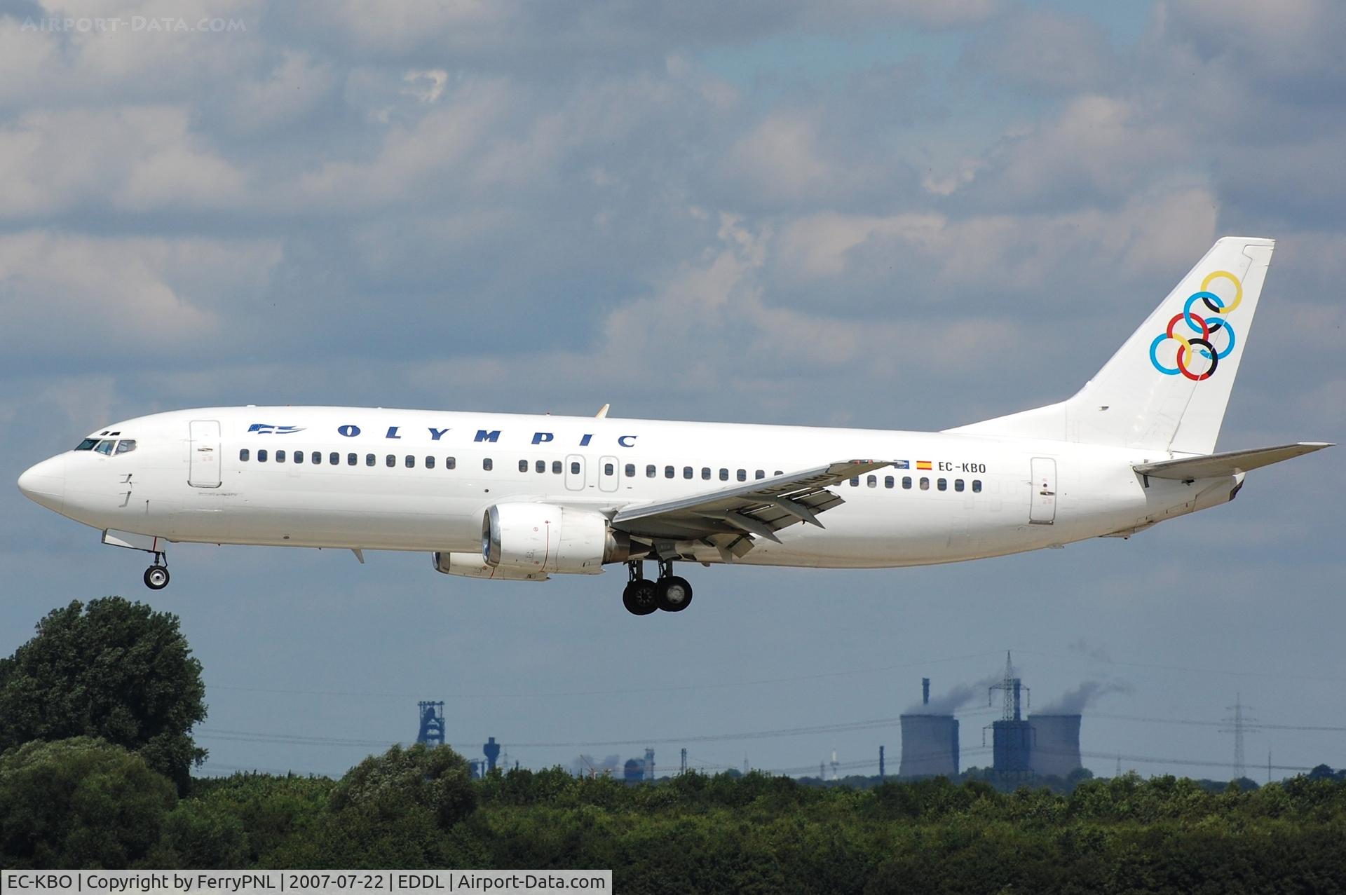 EC-KBO, 1988 Boeing 737-4Y0 C/N 23870, Olympic B734 landing, leased from Hola Airlines. Now LY-CGC with GetJet.