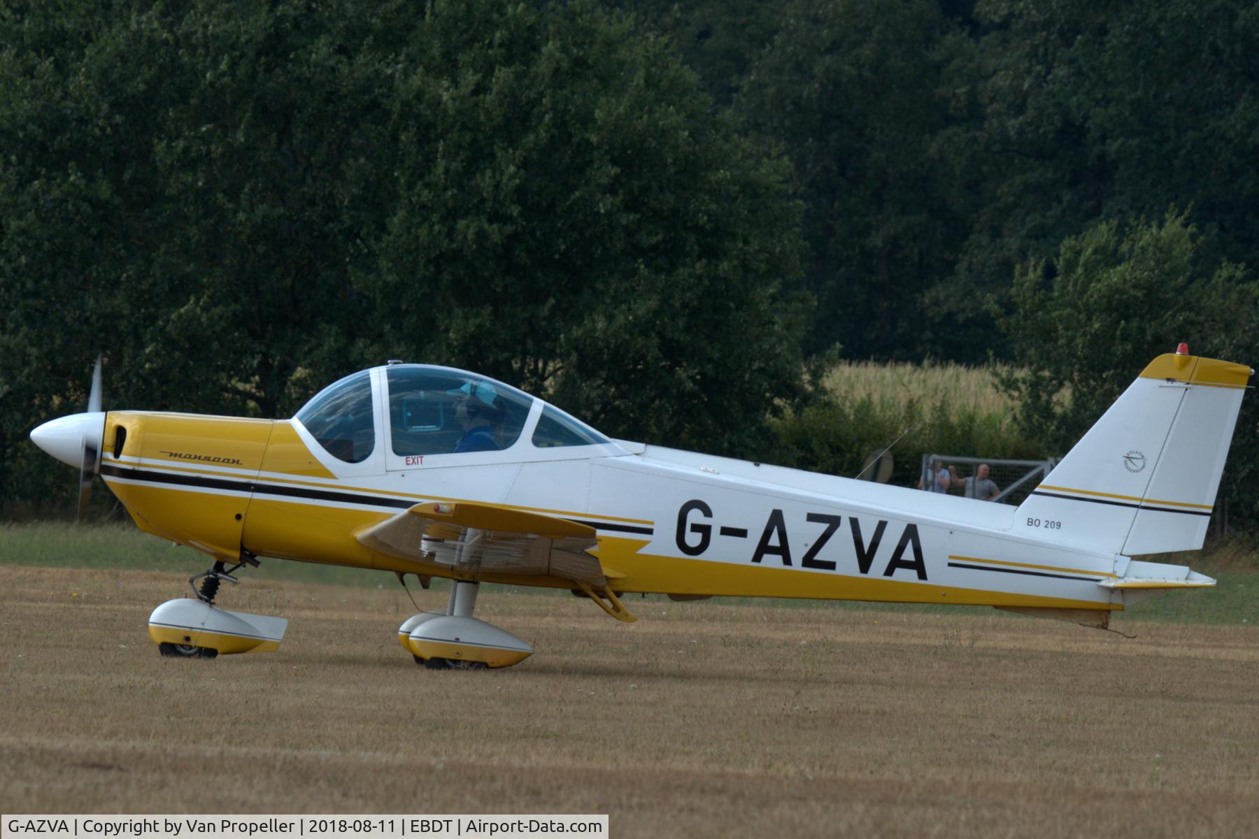 G-AZVA, 1972 Bolkow Bo-209 Monsun C/N 177, Bölkow Bo 209 Monsun about to take off at Schaffen-Diest airfield, old-timer fly-in 2018
