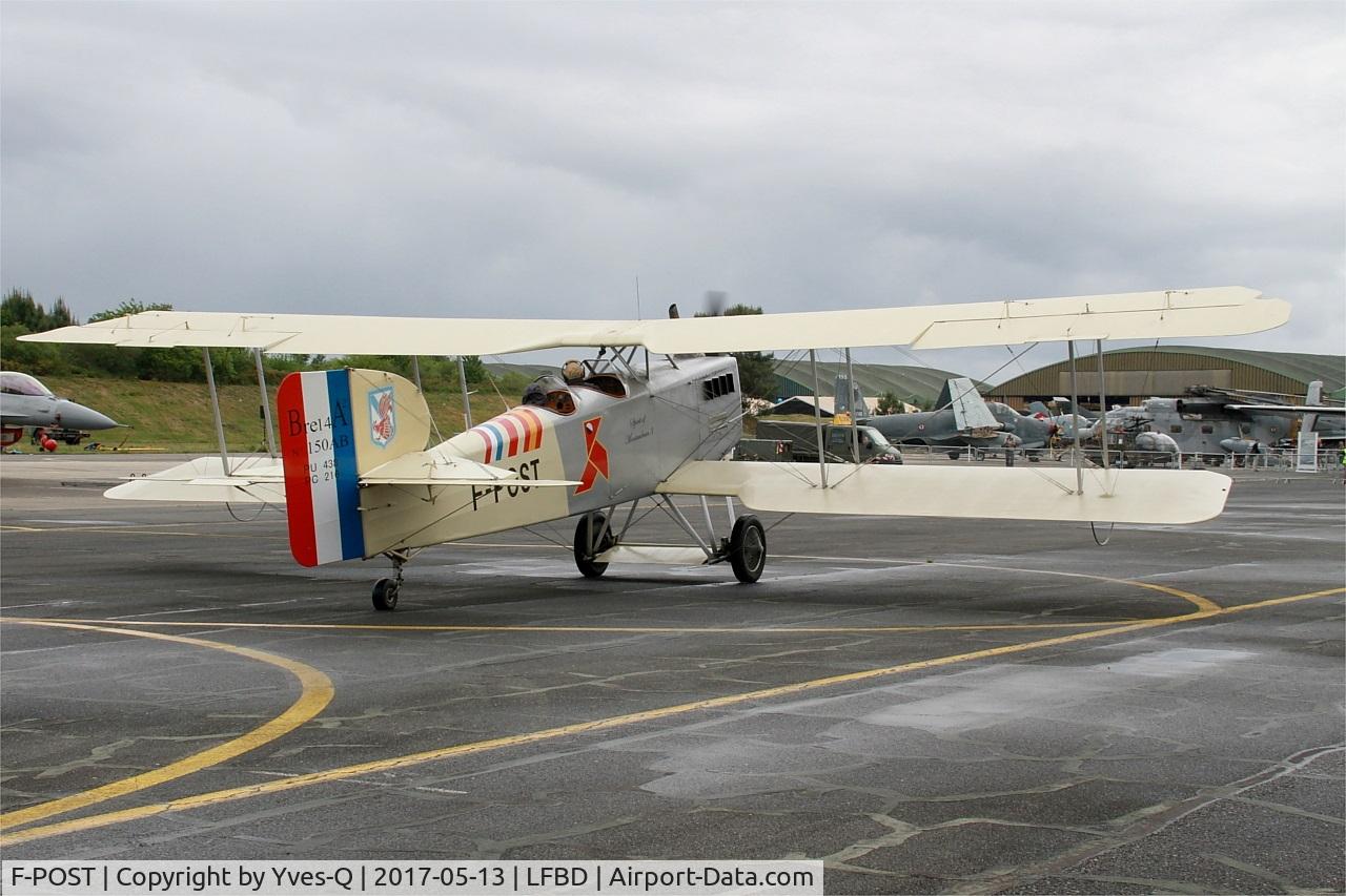 F-POST, Breguet 14P Replica C/N 150AB, Breguet 14P Replica, Taxiing to parking area, Bordeaux-Mérignac airport (LFBD-BOD) Open day 2017