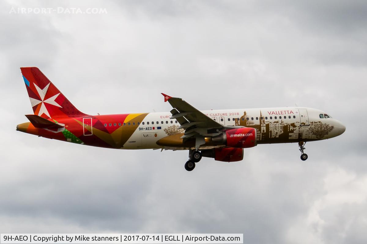 9H-AEO, 2006 Airbus A320-214 C/N 2768, Air Malta A320-214 Landing runway 27R from MLA,LHR 14.7.17