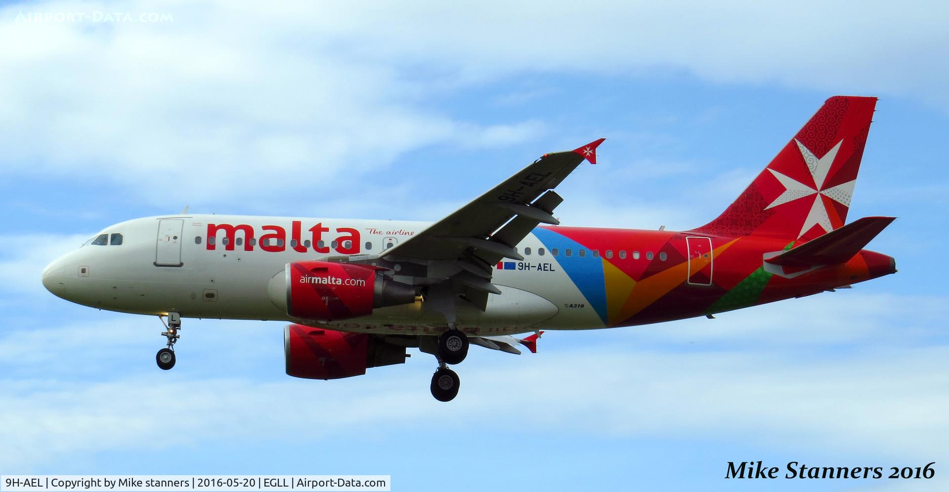 9H-AEL, 2004 Airbus A319-111 C/N 2332, Air Malta A319- 112  Landing runway 27L from MLA,LHR 20.5.16