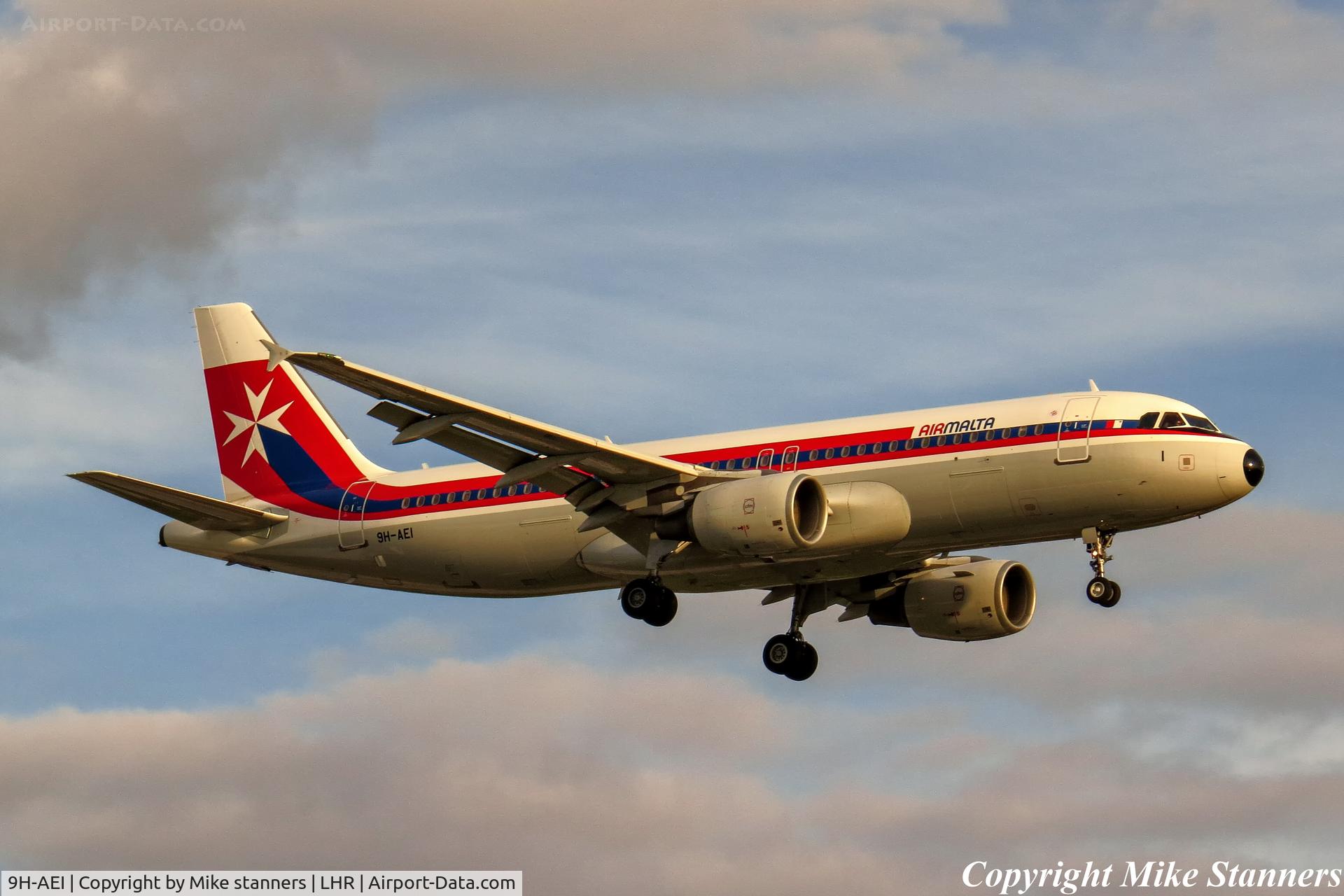 9H-AEI, 2004 Airbus A320-214 C/N 2189, Air Malta retro scheme A320- 214 Landing runway 27L from MLA,LHR 14.7.17
