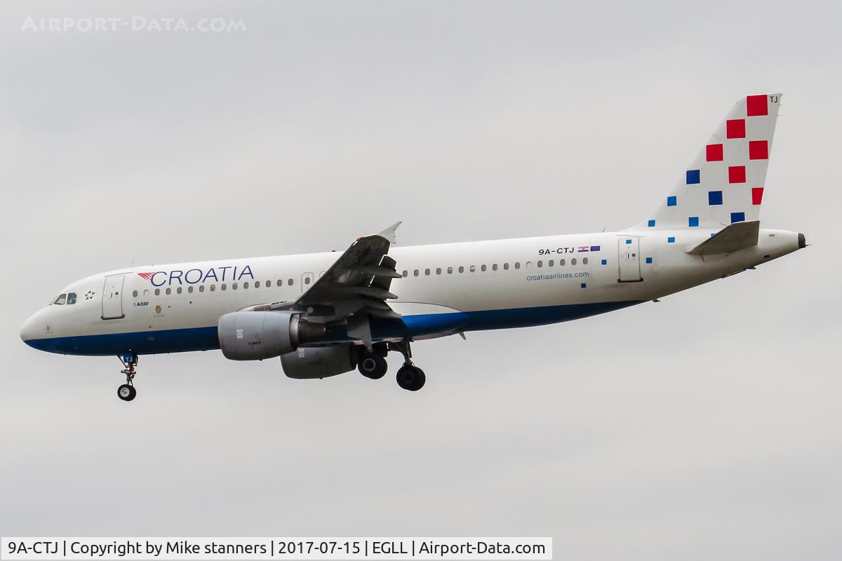9A-CTJ, 1999 Airbus A320-214 C/N 1009, Croatia Airlines A320-214 Landing runway 27L from SPU,LHR 15.7.17