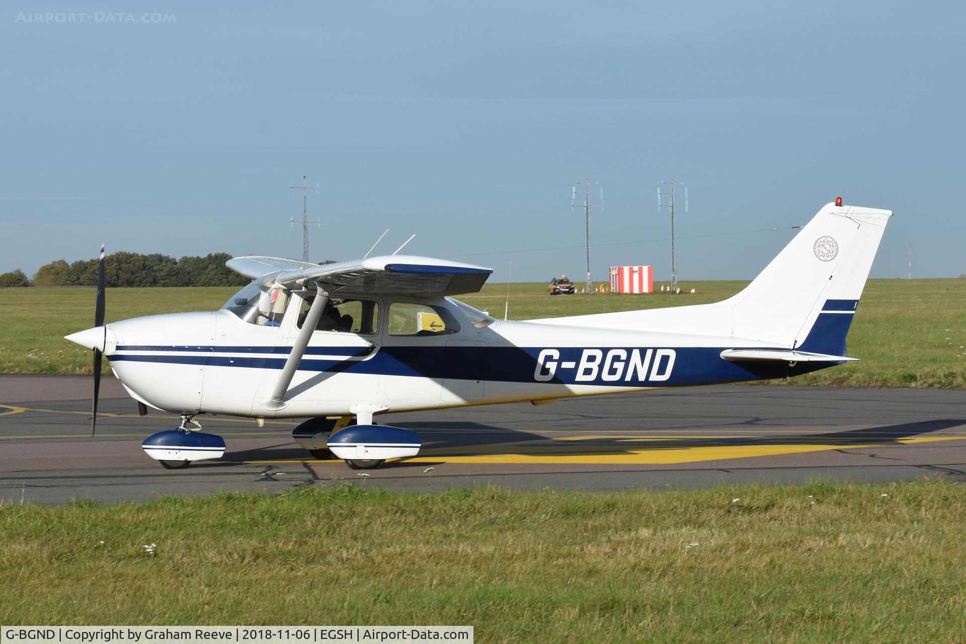 G-BGND, 1977 Reims F172N Skyhawk C/N 1576, Just landed at Norwich.