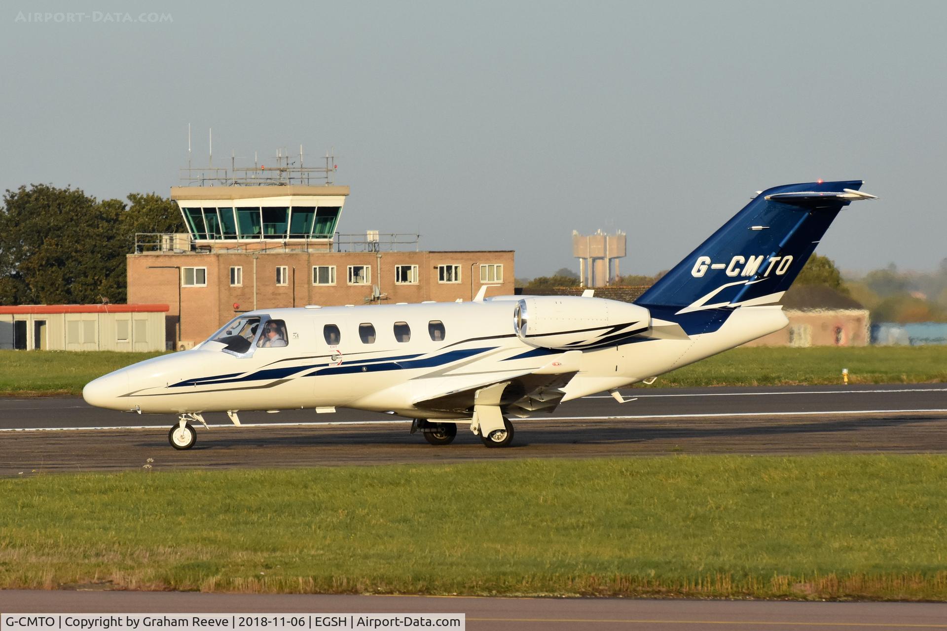 G-CMTO, 2014 Cessna 525 Citation M2 C/N 525-0848, Departing from Norwich.