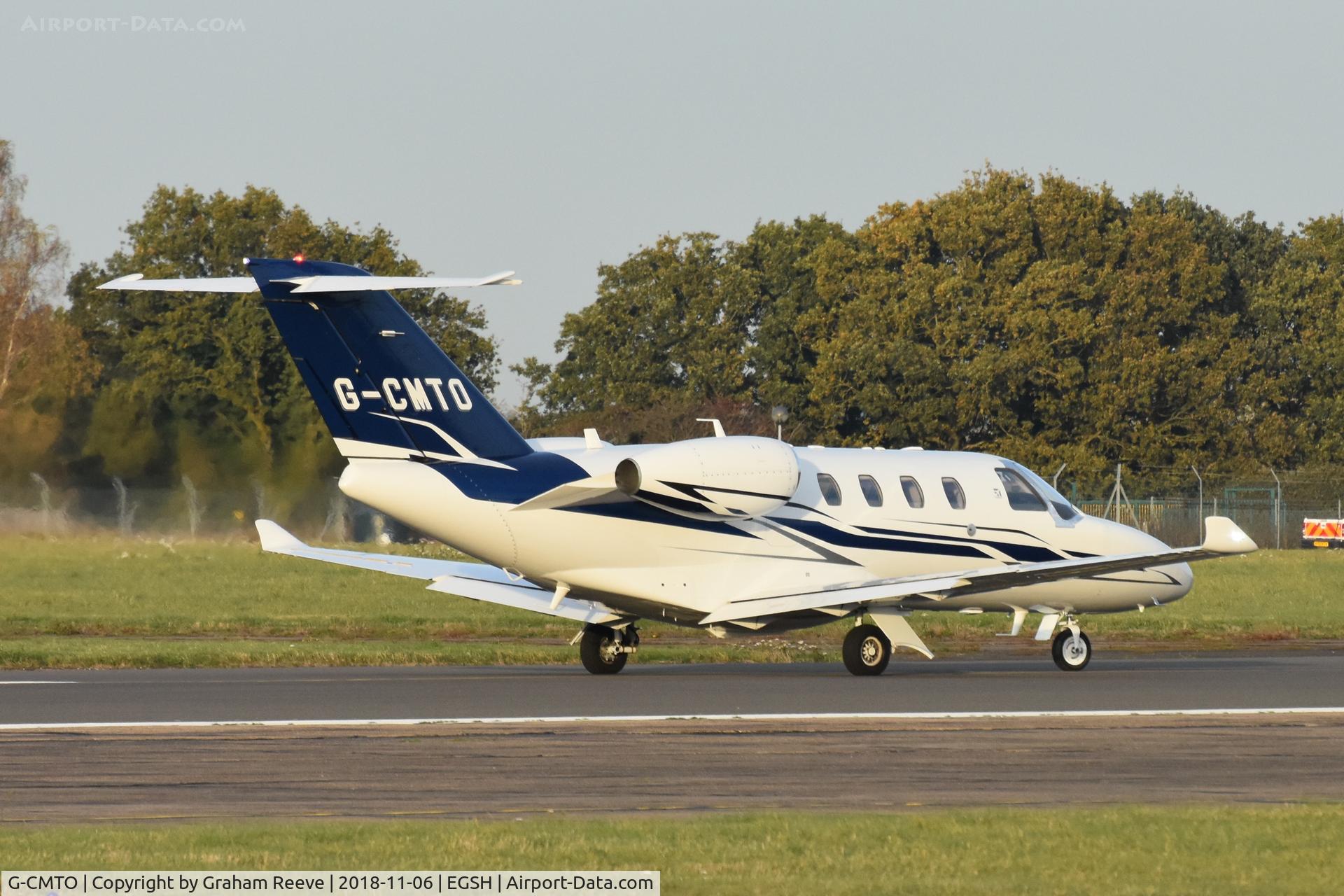 G-CMTO, 2014 Cessna 525 Citation M2 C/N 525-0848, Departing from Norwich.