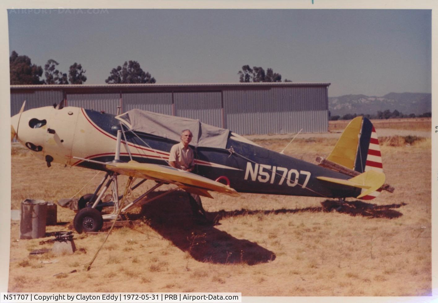 N51707, 1942 Ryan Aeronautical ST3KR C/N 1788, Paso Robles Airport California 5-72.