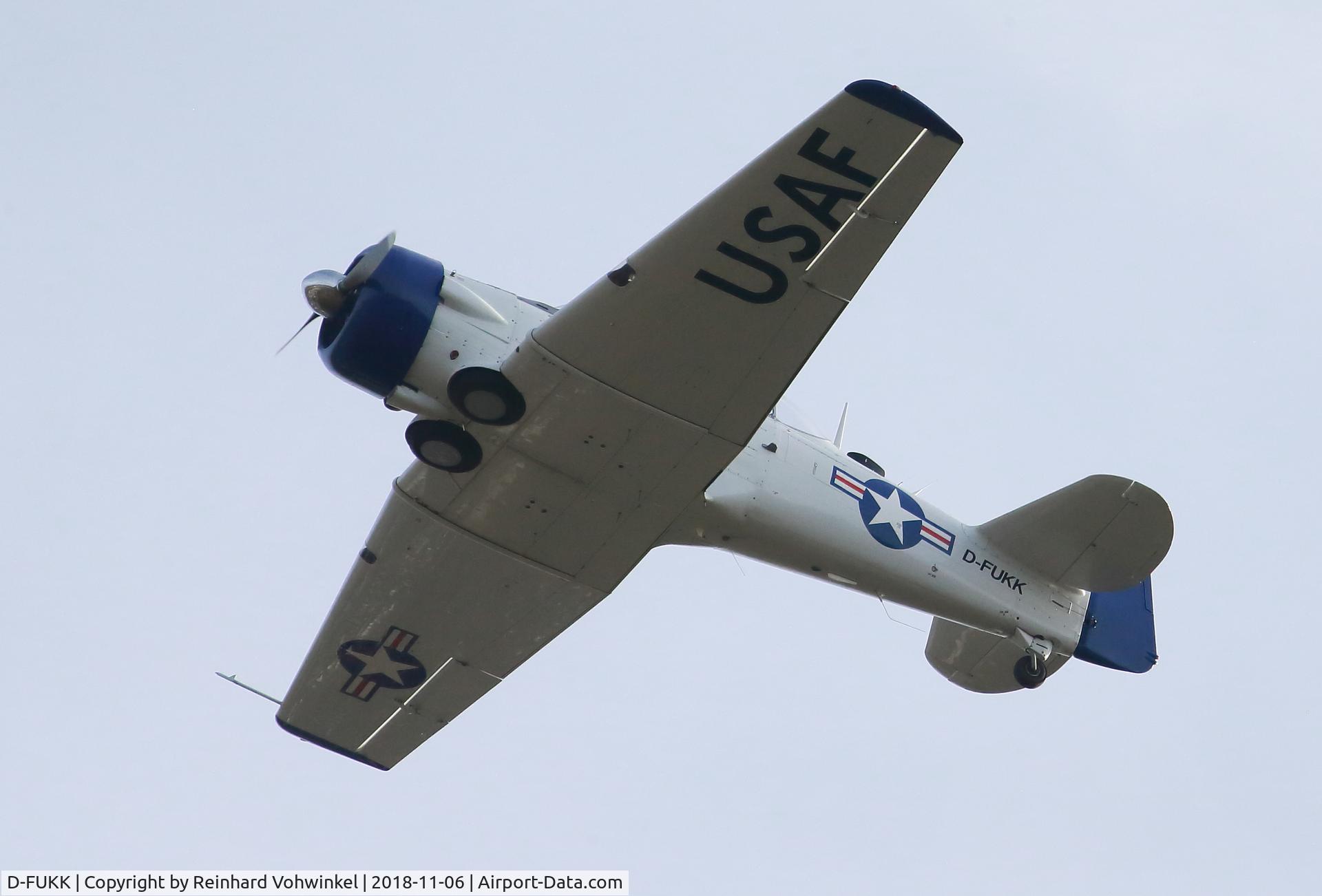 D-FUKK, Canadian Car & Foundry T-6 Harvard Mk4 C/N CCF4-046, Flying over Velbert-EBK 2018-11-06  15.18 pm
coordinates: 51°18´39 N - 07°02´38 E