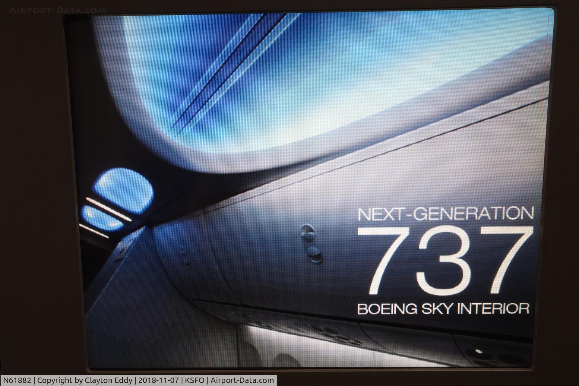 N61882, 2015 Boeing 737-900/ER C/N 42201, Sign inside the cabin. SFO. 2018.