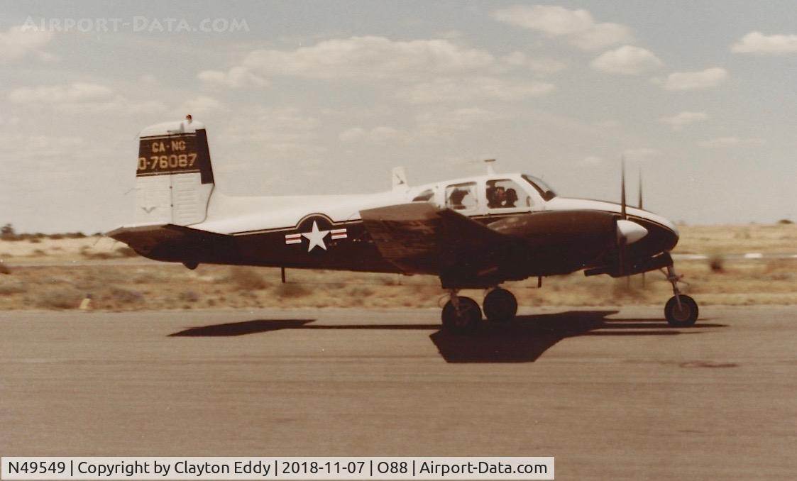 N49549, 1957 Beech U-8D Seminole C/N LH-148, Old Rio Vista Airport California late 1970's