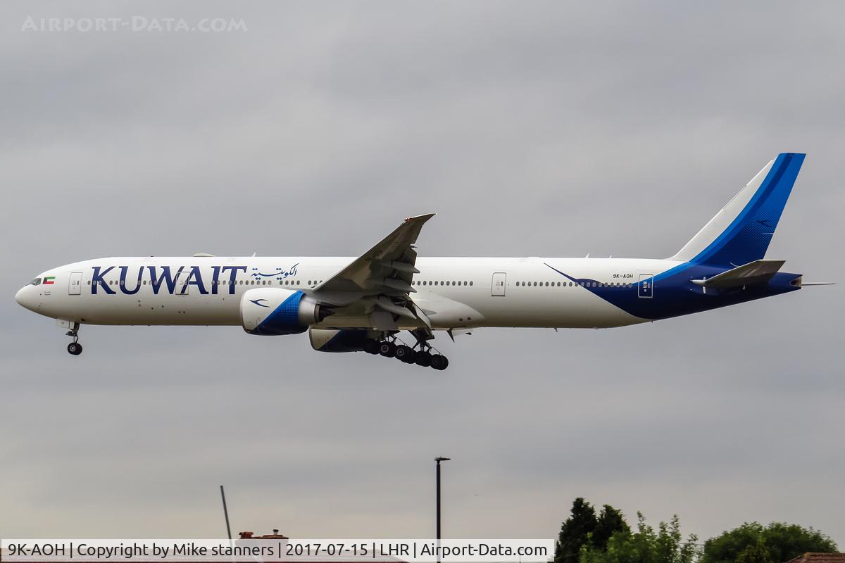 9K-AOH, 2017 Boeing 777-369/ER C/N 62565, Kuwait Airways 4 month old B777-369ER Landing runway 27L ,LHR 15.7.17