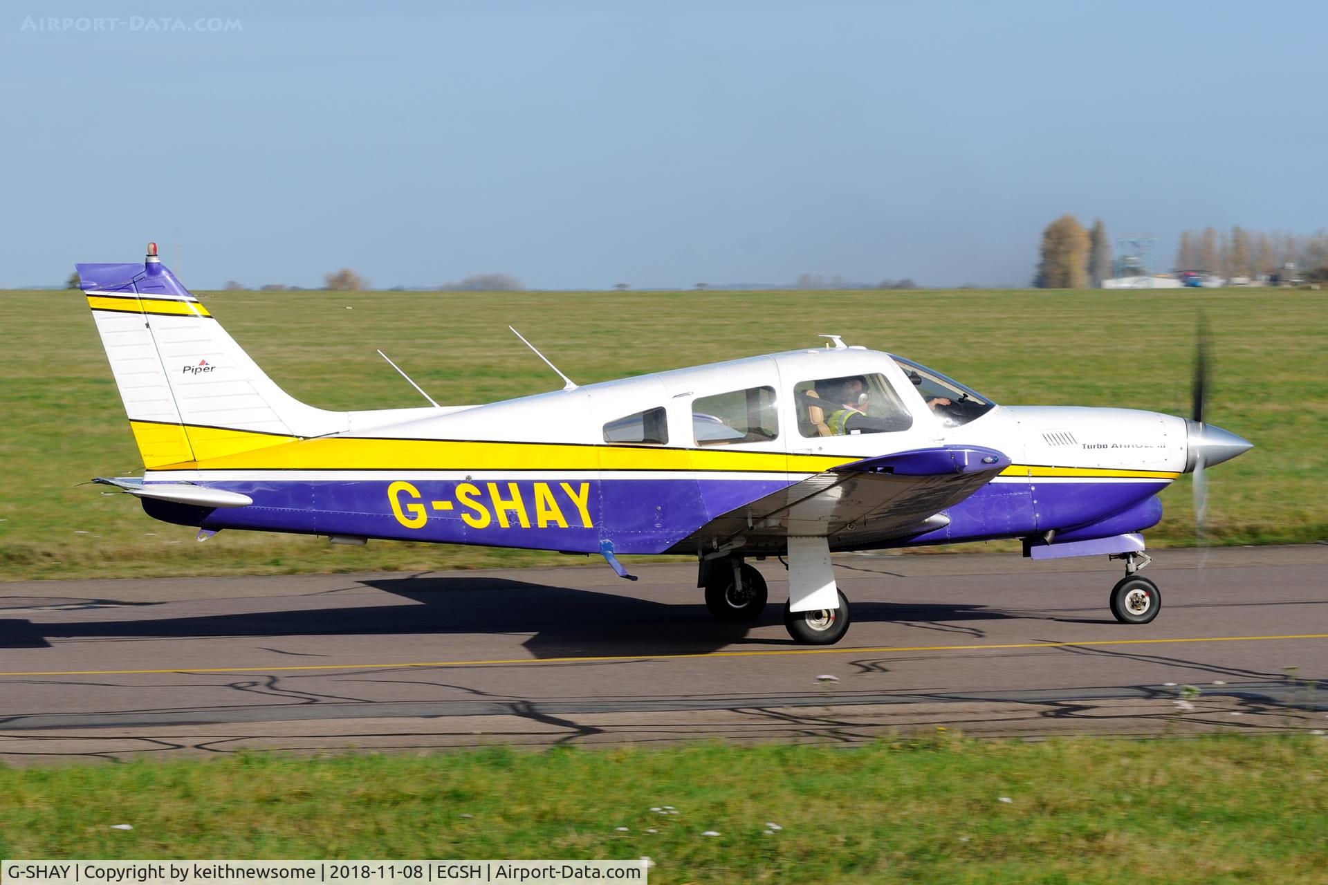 G-SHAY, 1977 Piper PA-28R-201T Cherokee Arrow III C/N 28R-7703365, Nice Visitor.