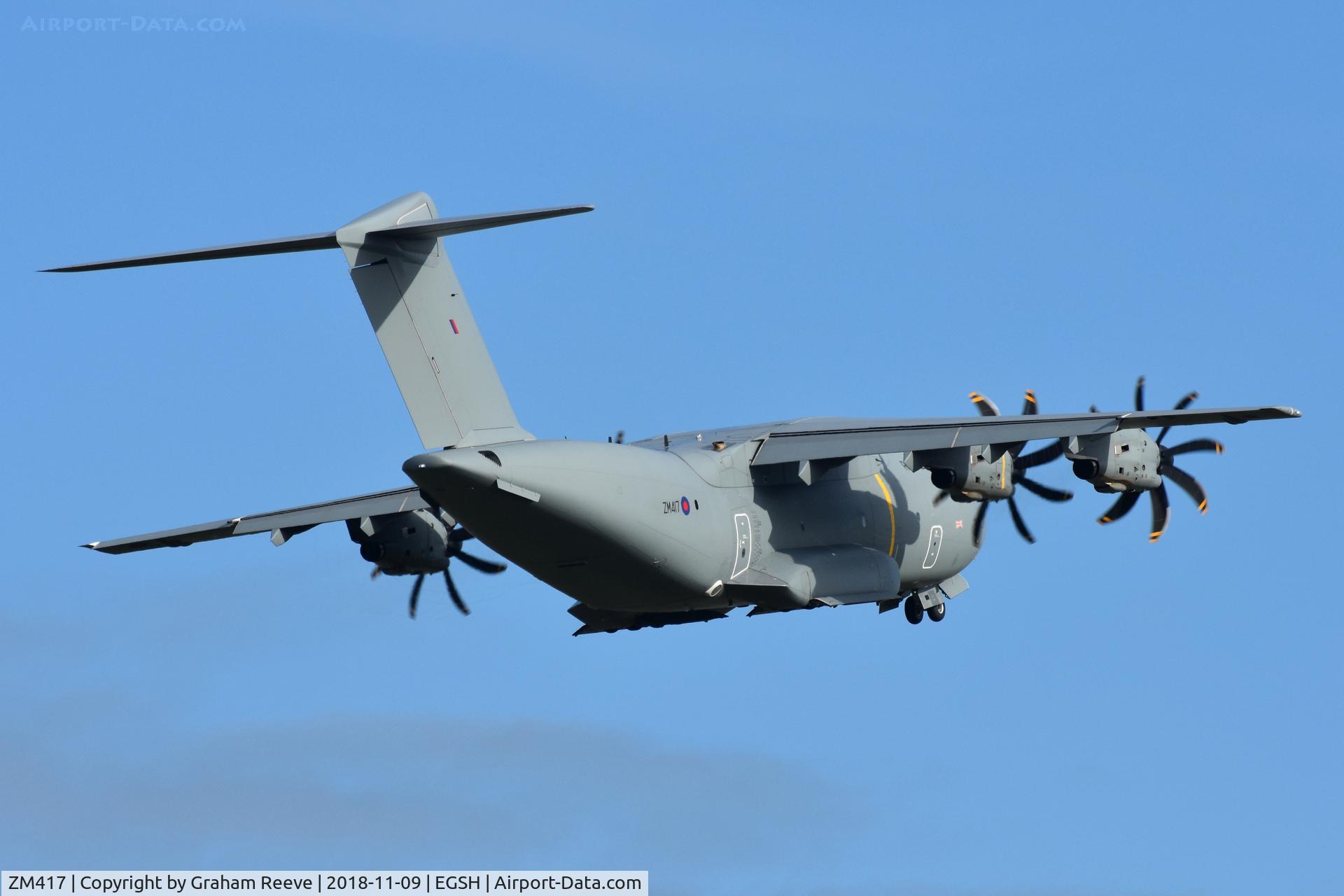 ZM417, 2017 Airbus A400M Atlas C.1 C/N 060, Departing from Norwich.