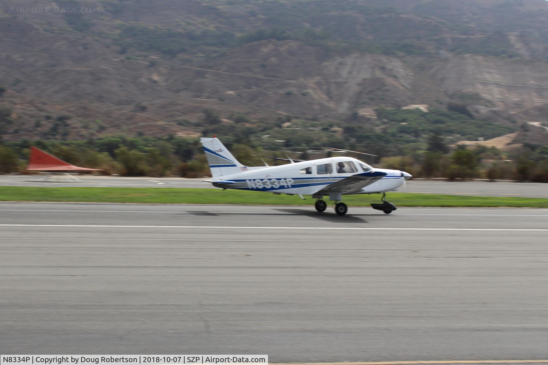 N8334P, 1981 Piper PA-28-161 C/N 28-8116149, 1981 Piper PA-28-161 WARRIOR II, Lycoming O-320-D3G 160 Hp, takeoff roll Rwy 22
