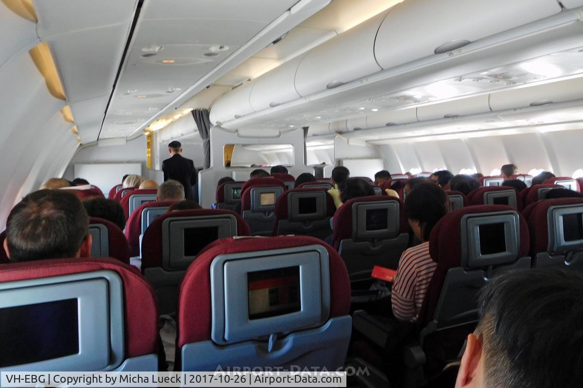 VH-EBG, 2007 Airbus A330-202 C/N 887, Still the old interior on the China run