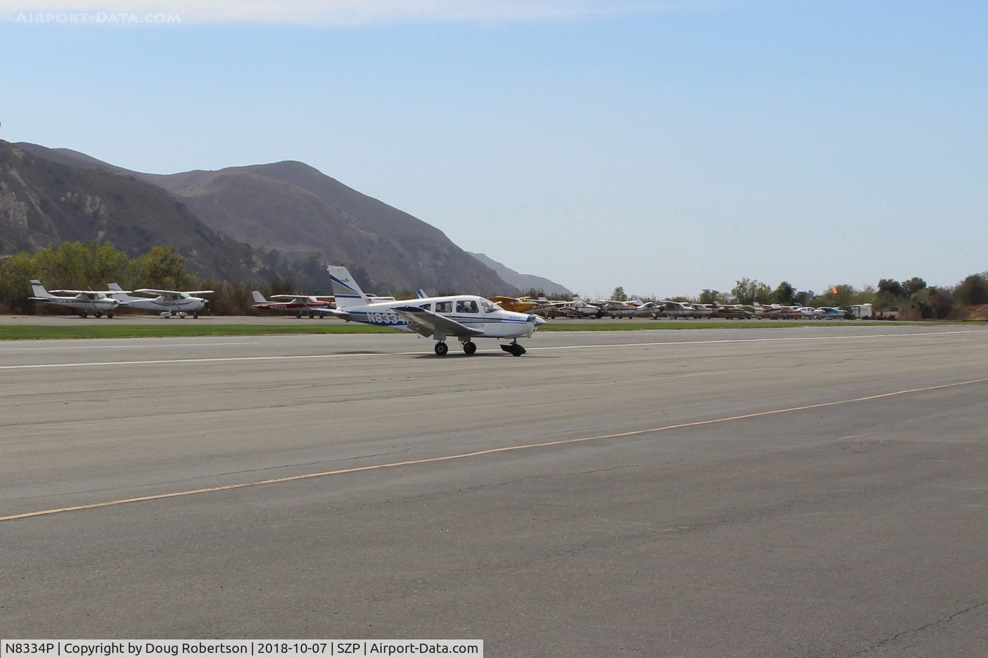 N8334P, 1981 Piper PA-28-161 C/N 28-8116149, 1981 Piper PA-28-161 WARRIOR II, Lycoming O-320-D3G 160 Hp, taxi off the active