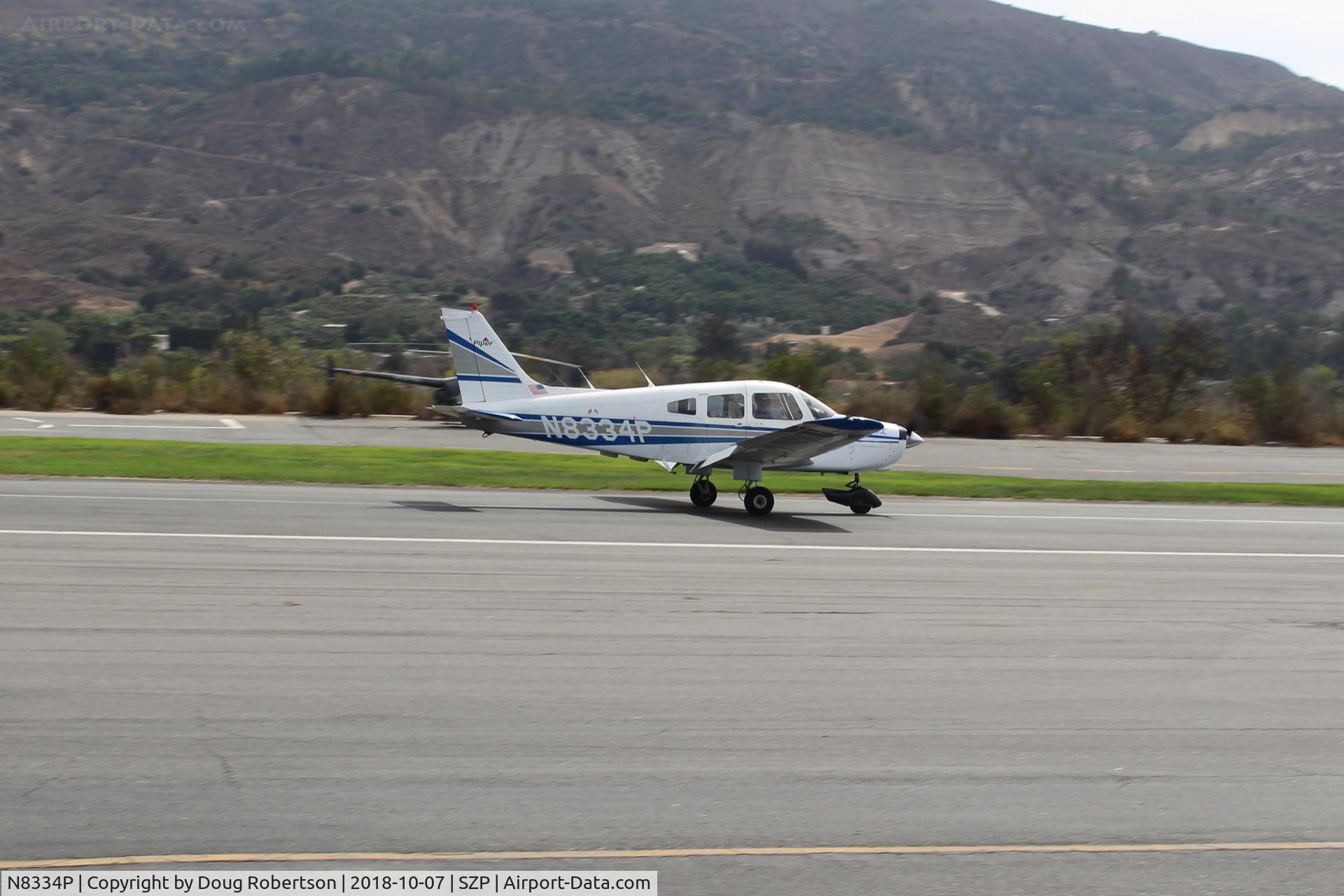 N8334P, 1981 Piper PA-28-161 C/N 28-8116149, 1981 Piper PA-28-161 WARRIOR II, Lycoming O-320-D3G 160 Hp, landing roll Rwy 22
