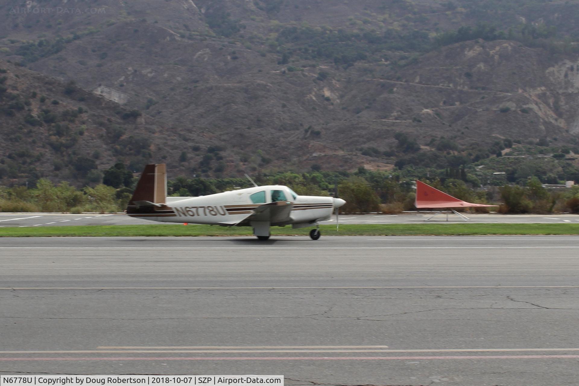 N6778U, 1963 Mooney M20C Ranger C/N 2500, 1963 Mooney M20C Mark 21, Lycoming O&VO-360 180 Hp, landing roll Rwy 22
