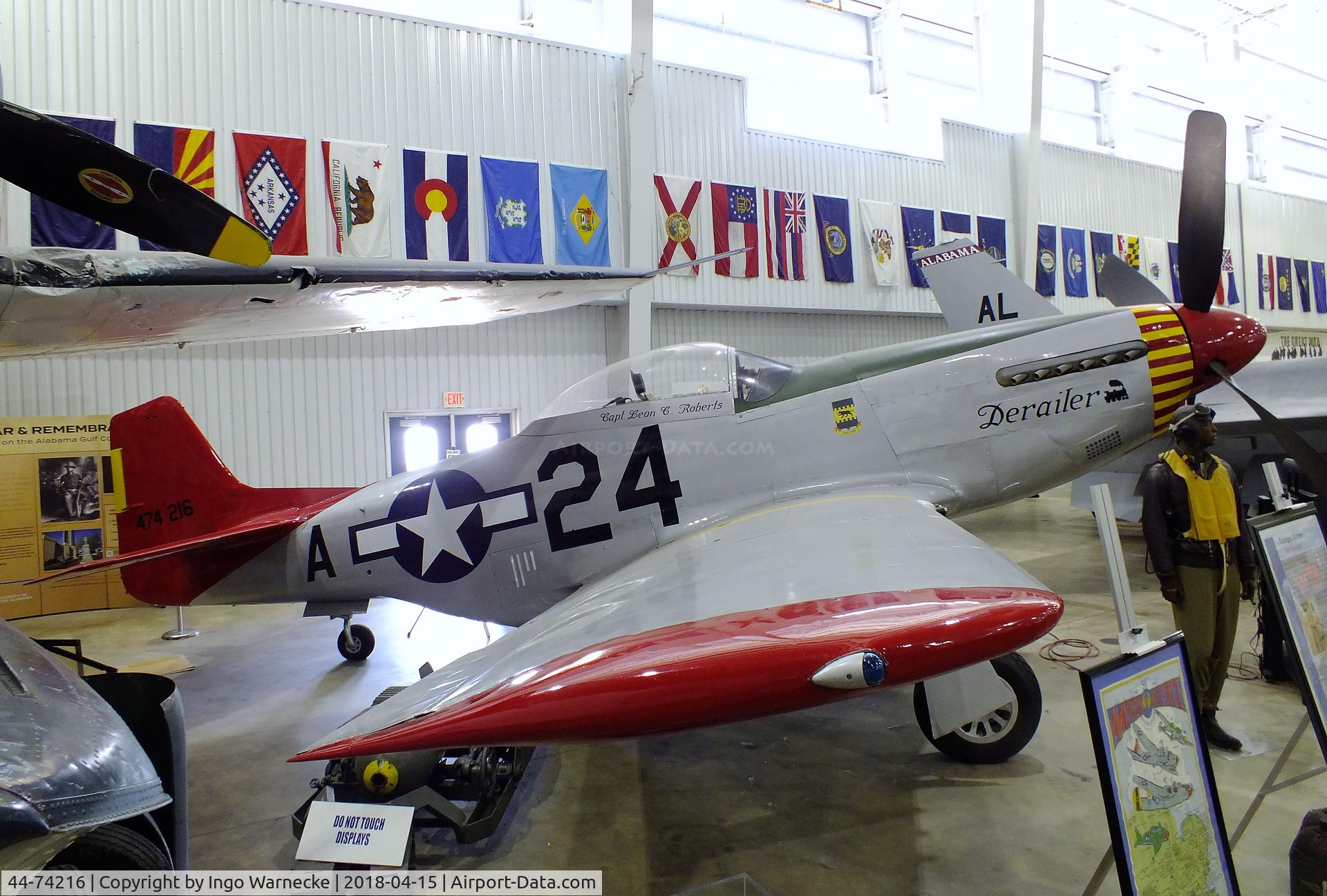 44-74216, 1944 North American P-51D-25-NA Mustang C/N 122-40756, North American P-51D Mustang at the USS Alabama Battleship Memorial Park, Mobile AL