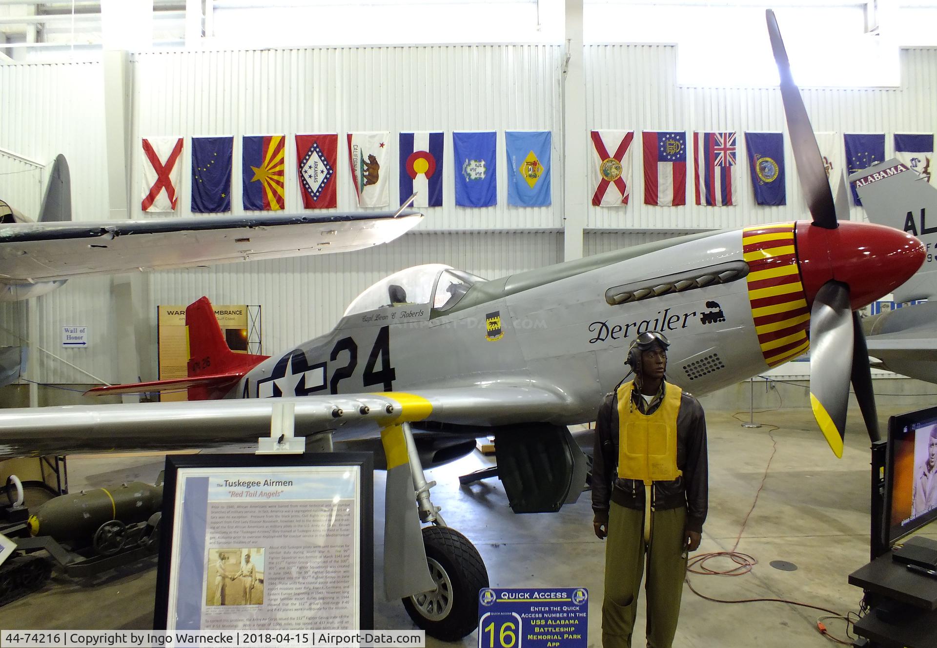 44-74216, 1944 North American P-51D-25-NA Mustang C/N 122-40756, North American P-51D Mustang at the USS Alabama Battleship Memorial Park, Mobile AL