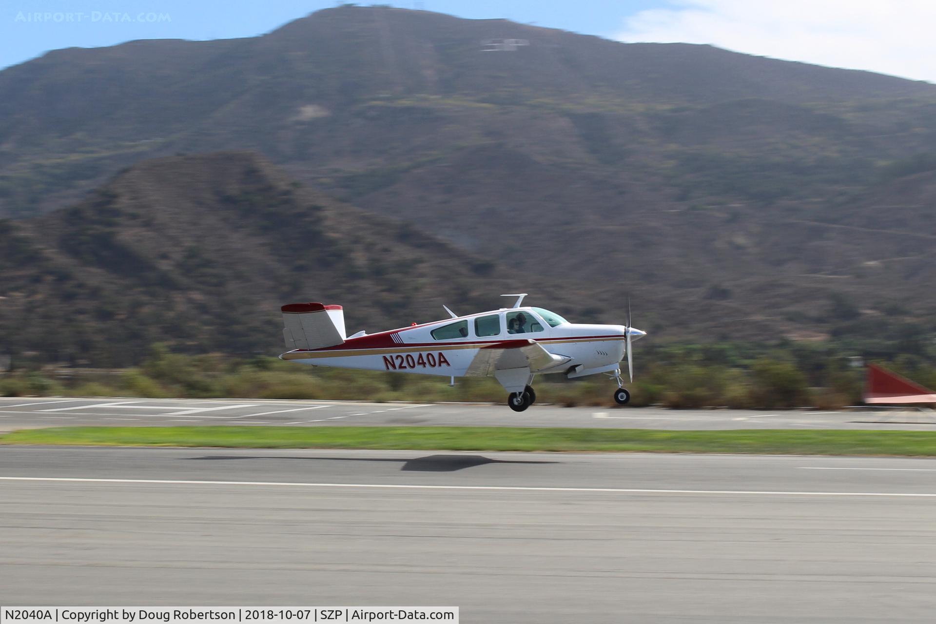 N2040A, 1969 Beech V35A Bonanza C/N D-9024, 1969 Beech V35A BONANZA, Continental IO-520 285 Hp, takeoff climb Rwy 22