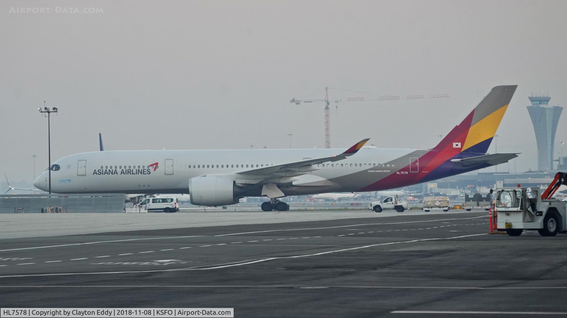 HL7578, 2017 Airbus A350-941 C/N 0144, SFO 2018.